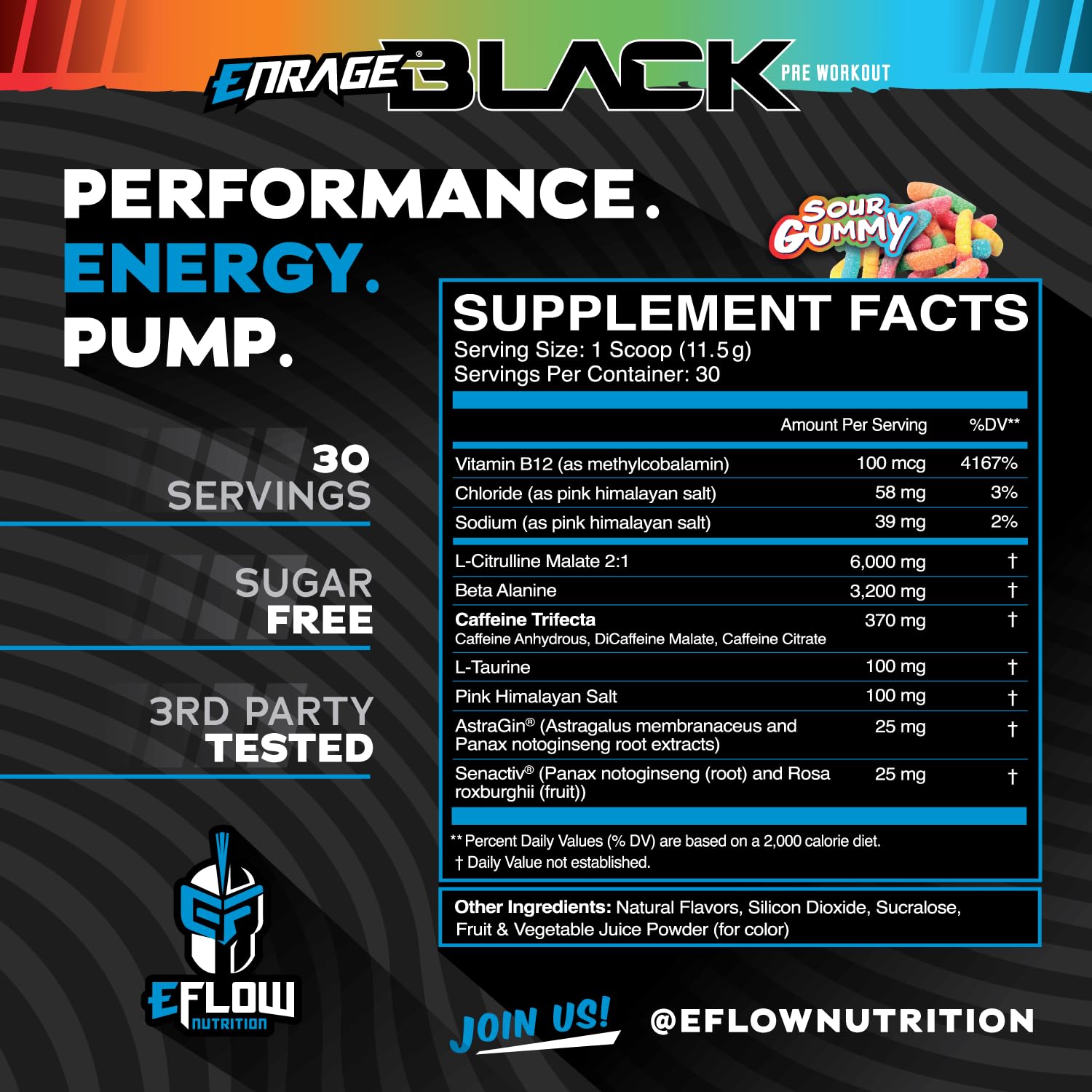 eFlow Nutrition Enrage Black High Stimulant Pre Workout Supplement - Preworkout Powder eFlow Nutrition uk supplements