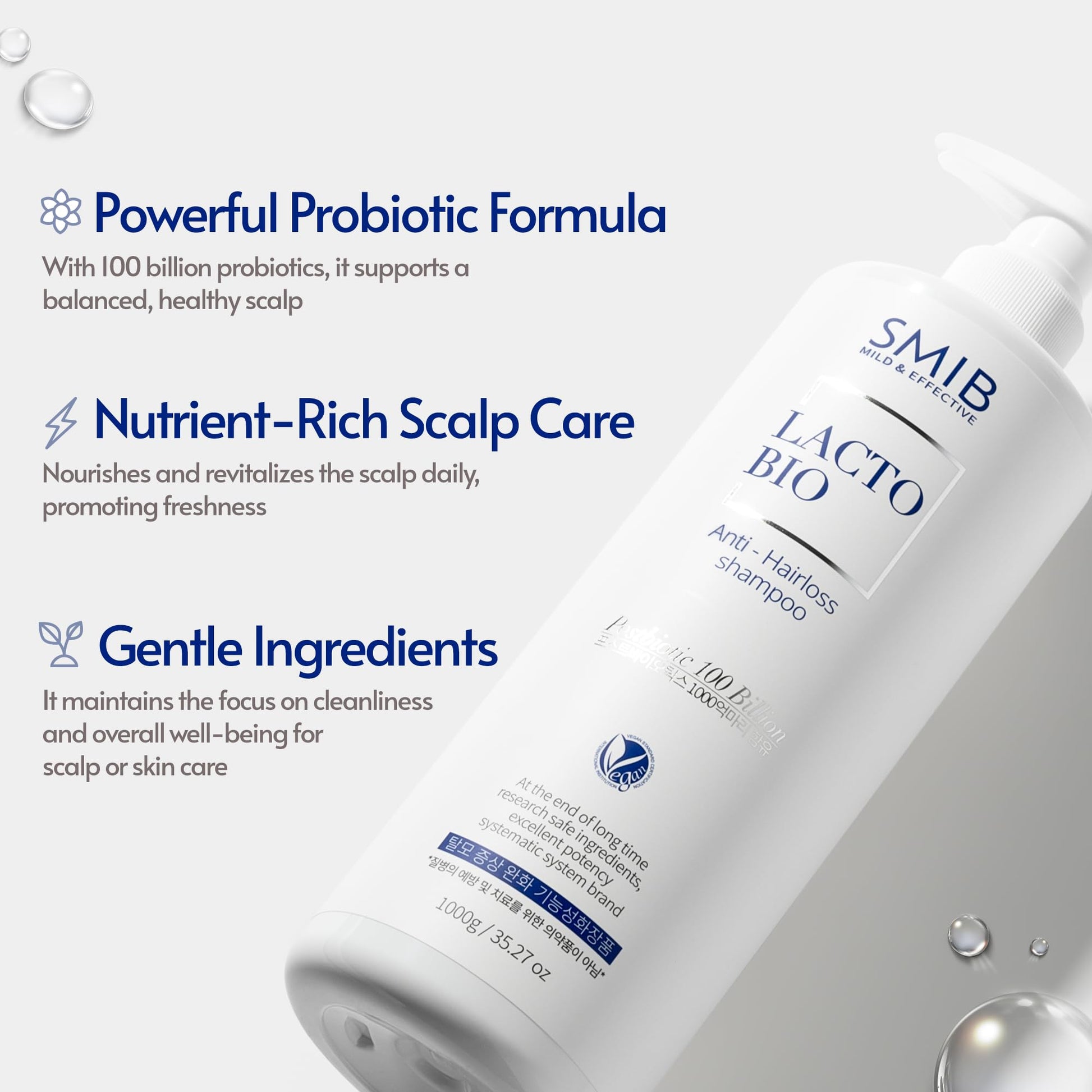 SMIB Lactobio Shampoo – With 100 Billion Postbiotics – For Fuller-Looking Hair and Scalp Care – Korean-Inspired Formula (35.27 oz) SMIB uk supplements