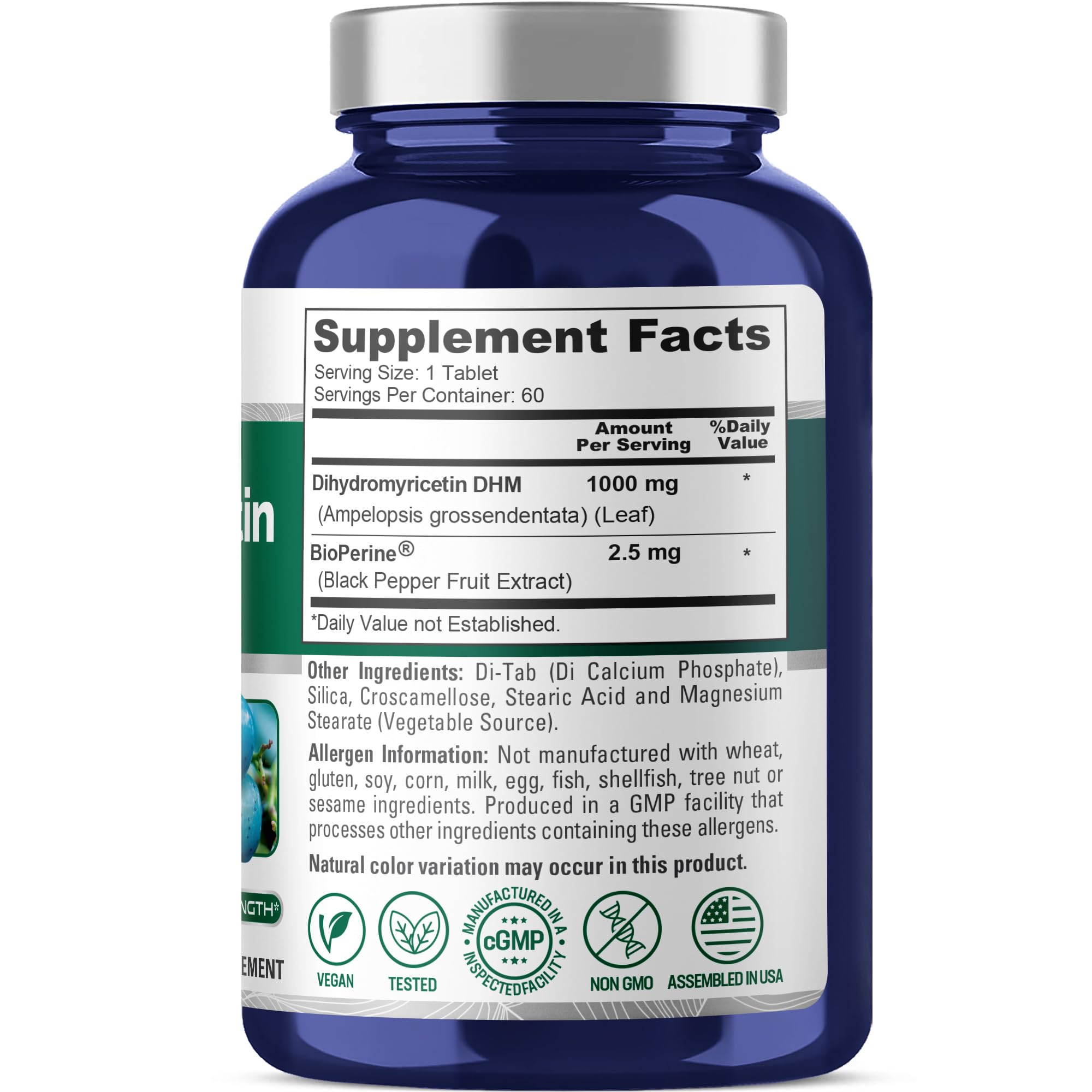 NusaPure Dihydromyricetin (DHM) 1,000mg 60 Veggie Tablets (No GMO & 100% Vegetarian) NusaPure uk supplements