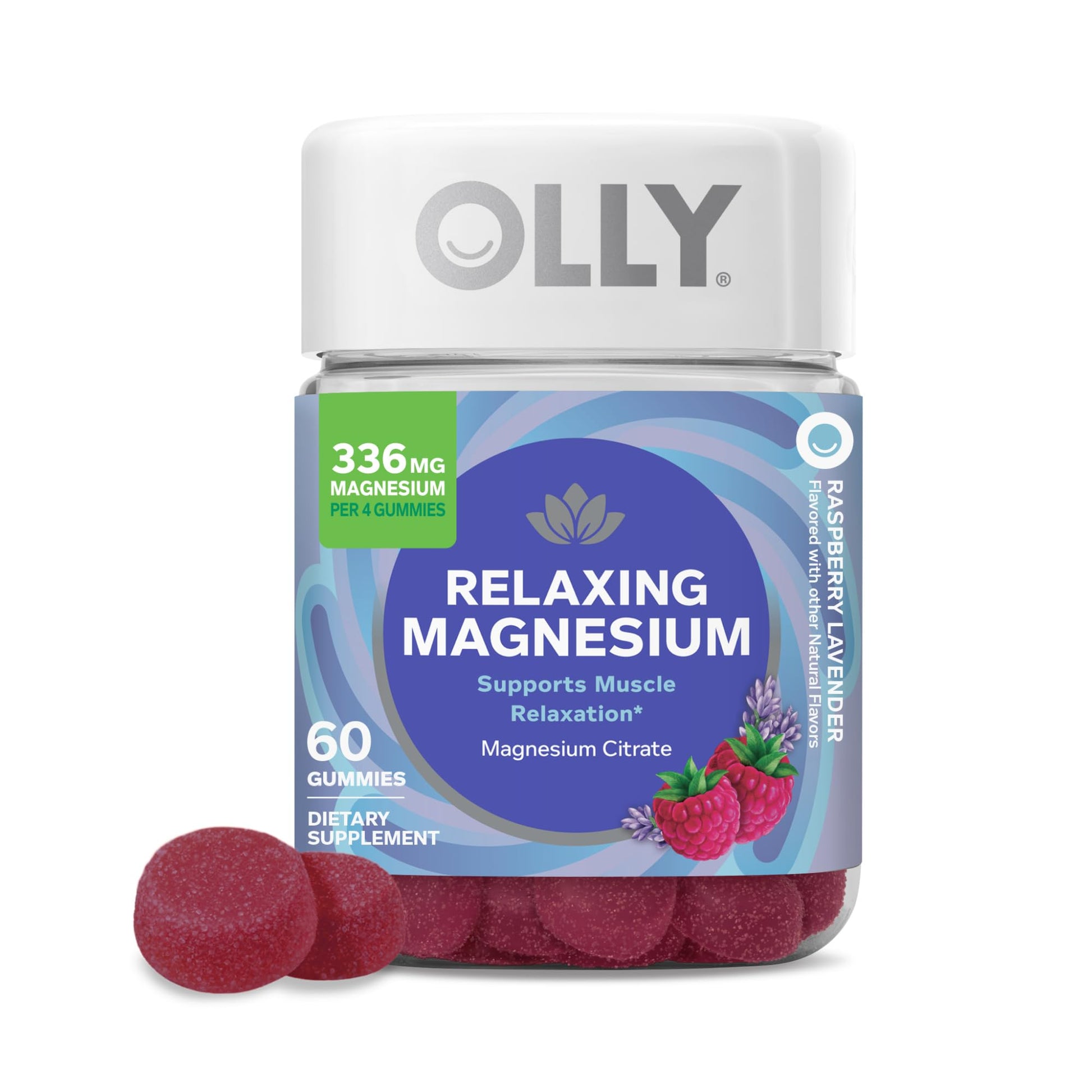OLLY Relaxing Magnesium Gummies, Supports Muscle Relaxation*, Magnesium Citrate, Raspberry Lavender Flavor, 15 Day Supply - 60 Count OLLY uk supplements