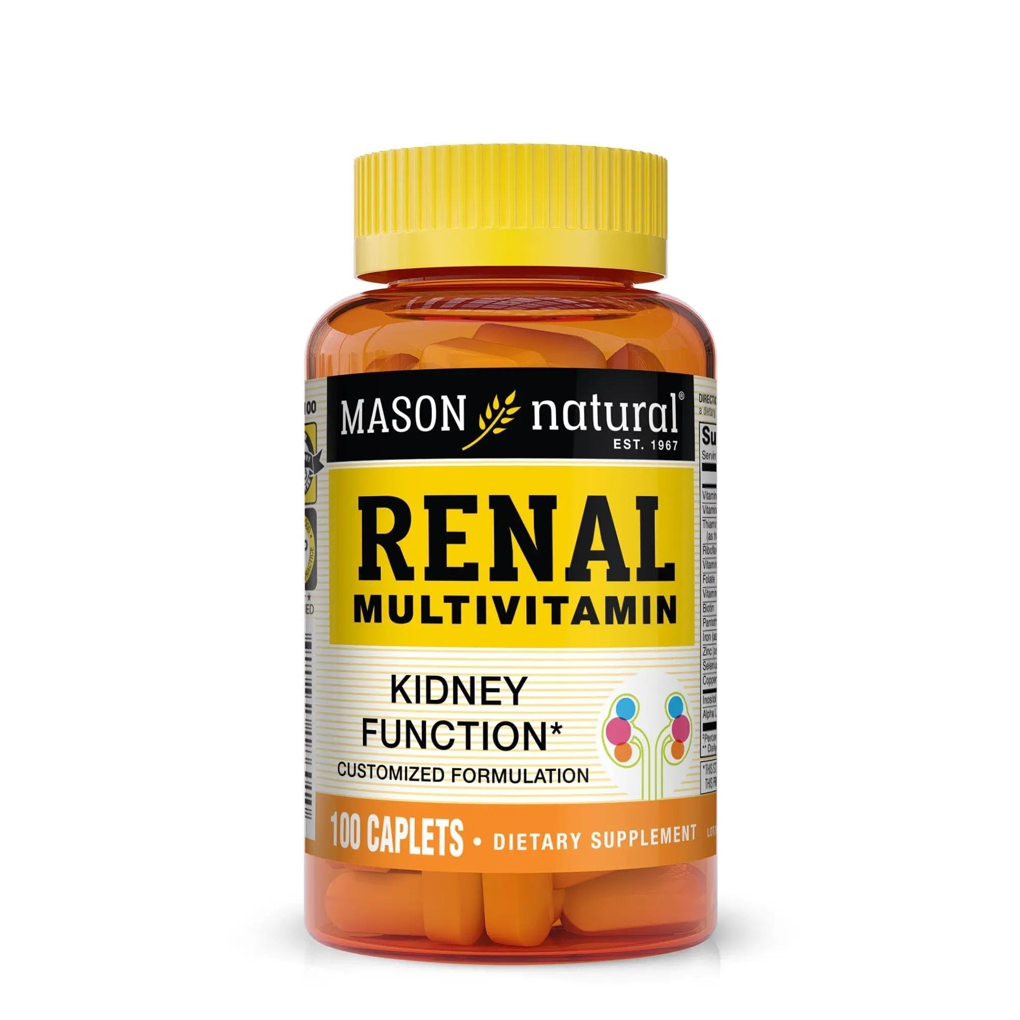 MASON NATURAL Renal Multivitamin, with ALA, Biotin, & B Vitamins for Daily Support,100 Caplets MASON NATURAL uk supplements