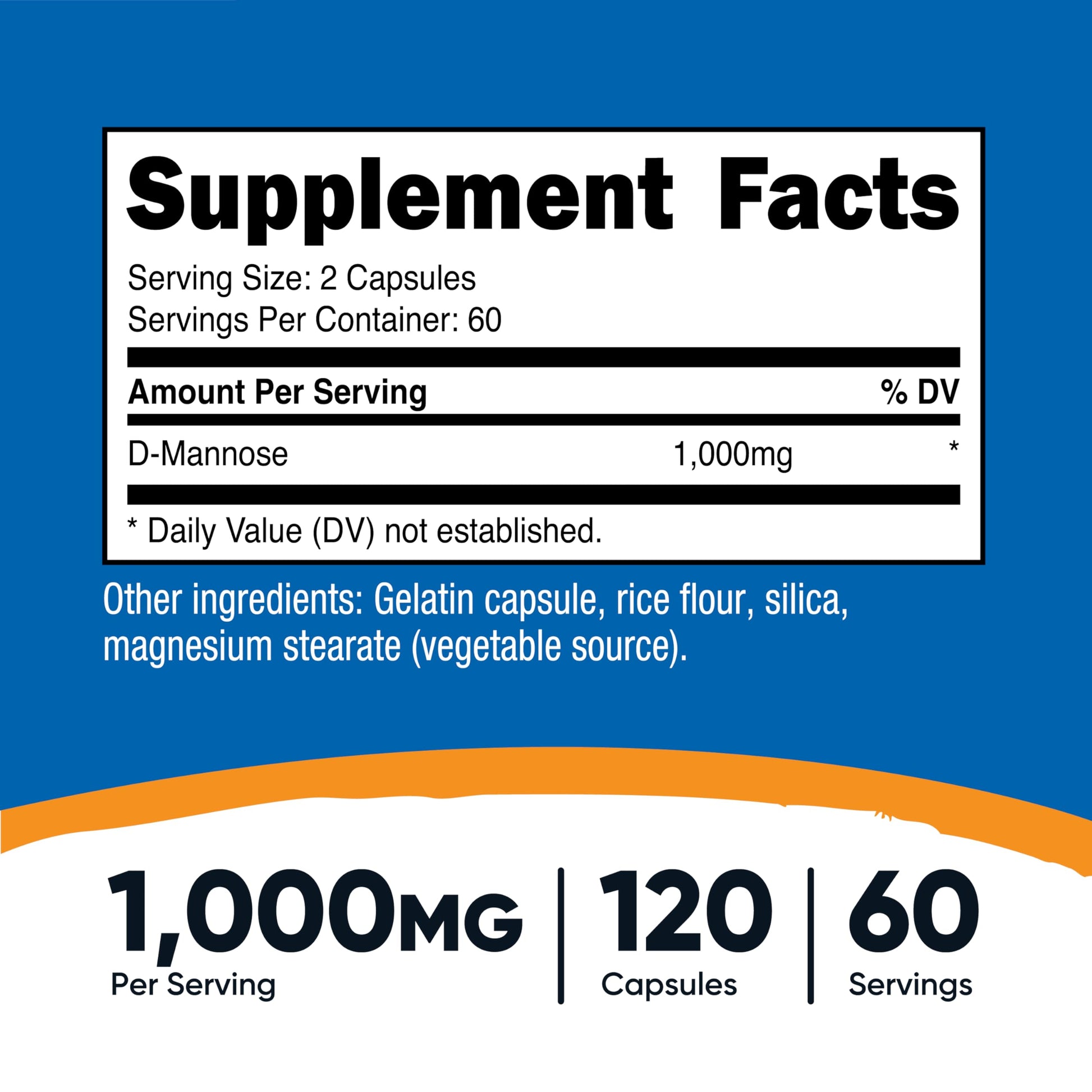 Nutricost D-Mannose 1000mg Per Serving, 120 Capsules - 500mg Per Capsule, Urinary Tract Health, Non-GMO and Gluten Free Nutricost uk supplements