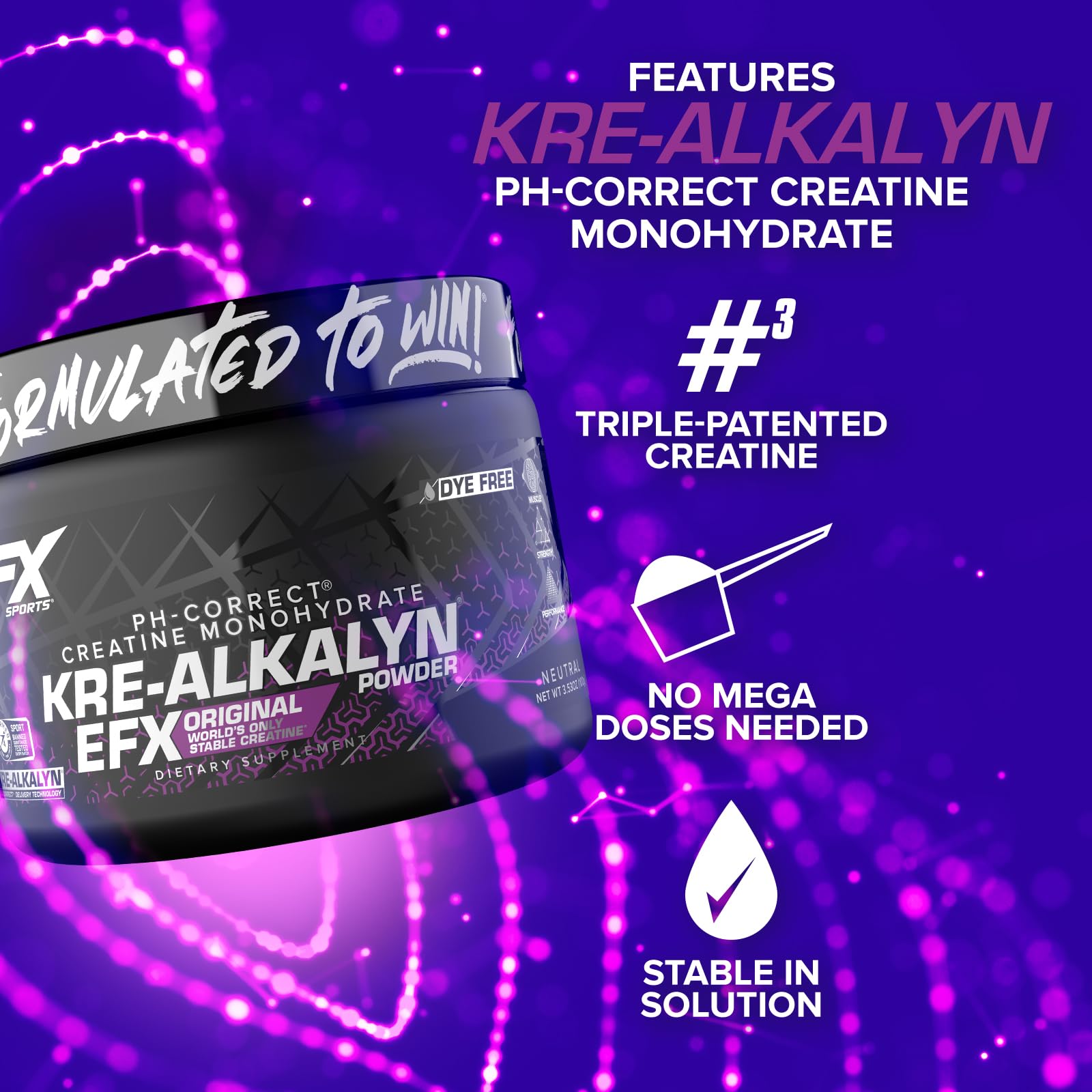 EFX Sports Kre-Alkalyn EFX Powder | pH Correct Creatine Monohydrate Powder Supplement | Strength, Muscle Growth & Performance | 66 Servings (Unflavored) EFX Sports uk supplements