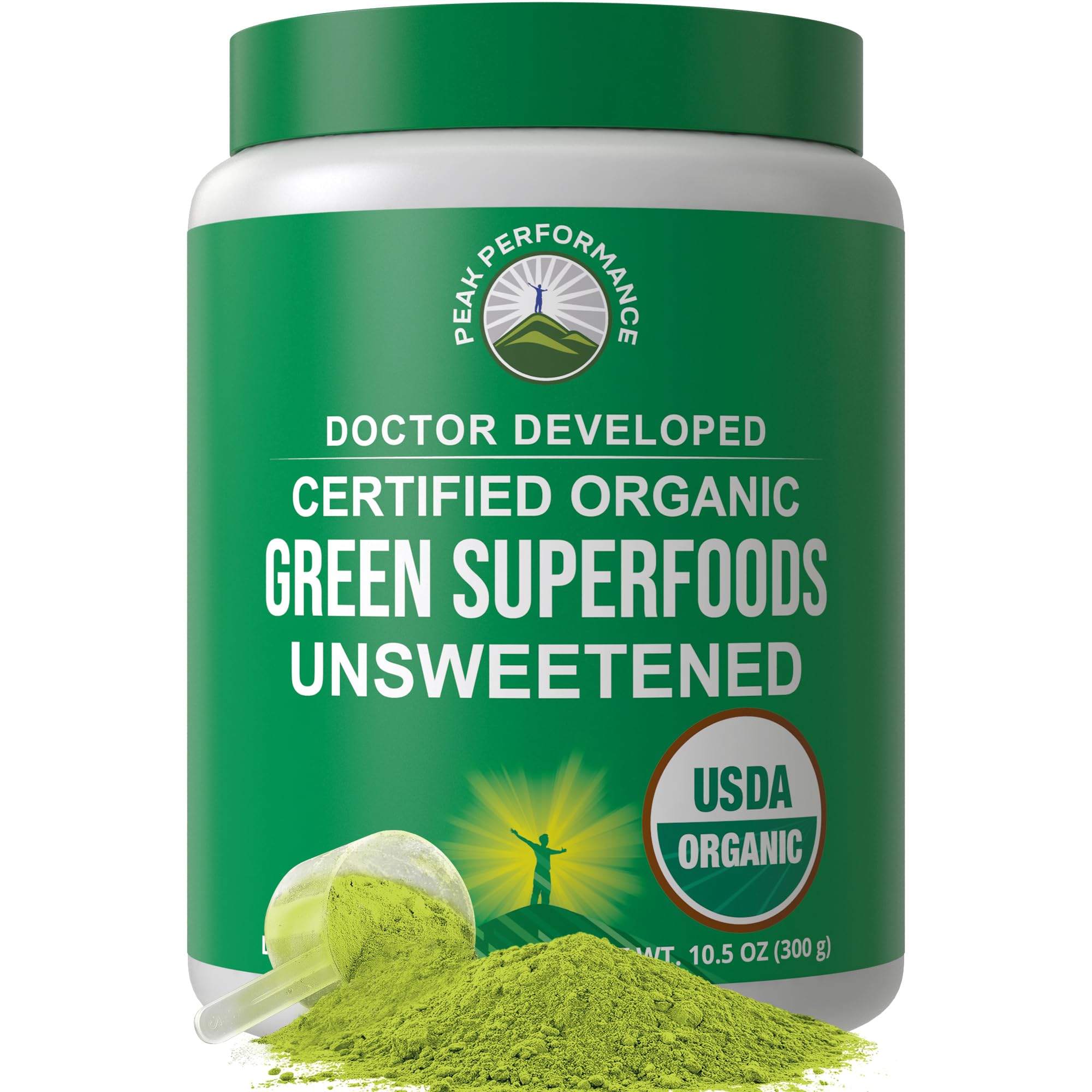 Peak Performance Unsweetened Organic Greens Superfood Powder. Super Greens Powder with 25+ Organic Ingredients for Max Energy and Athletic Performance. Vegan Keto Green Juice Daily Drink Peak Performance uk supplements