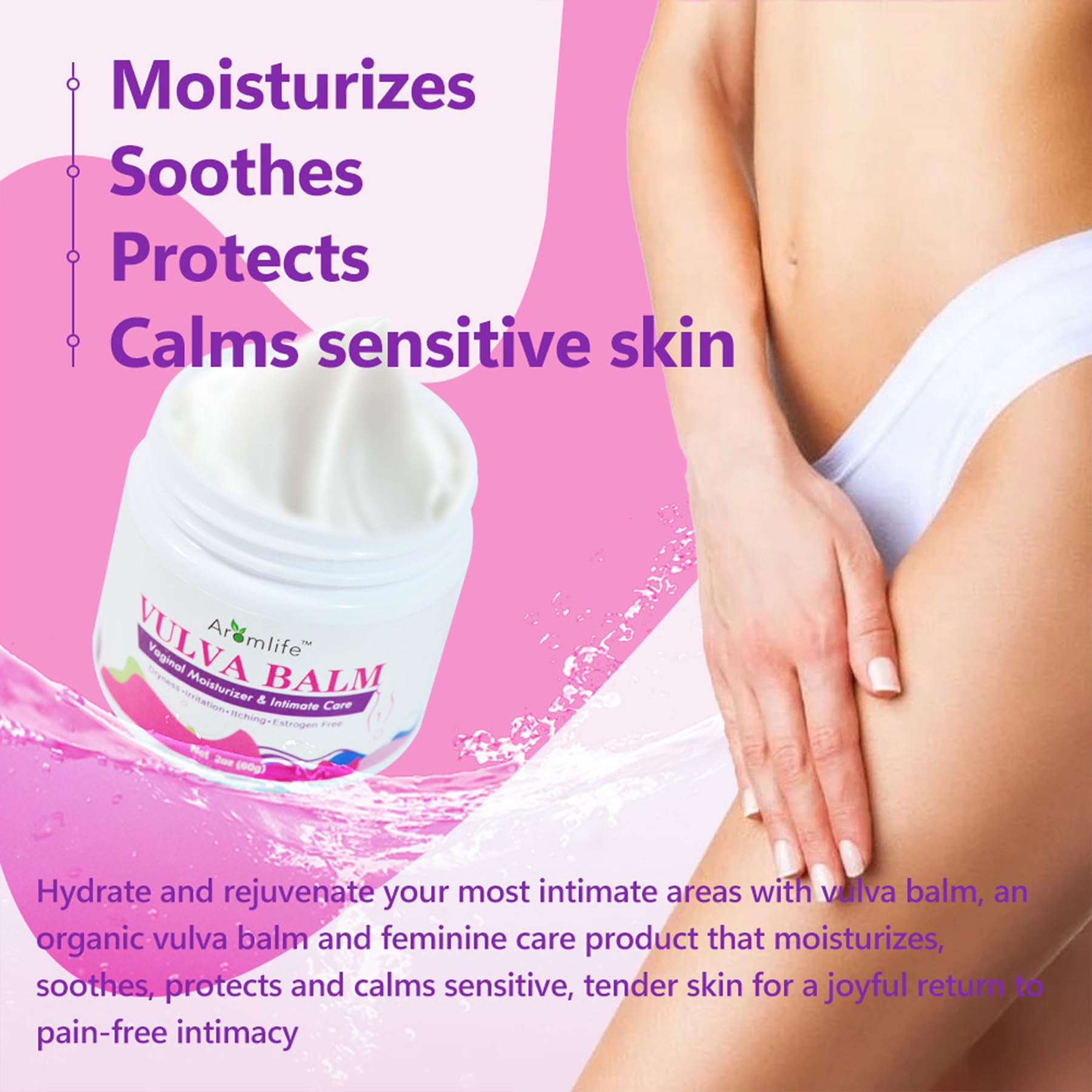 Aromlife Vulva Moisture Balm Cream, for Female Dryness Cure and Support Itching Irritation, Aromlife uk supplements