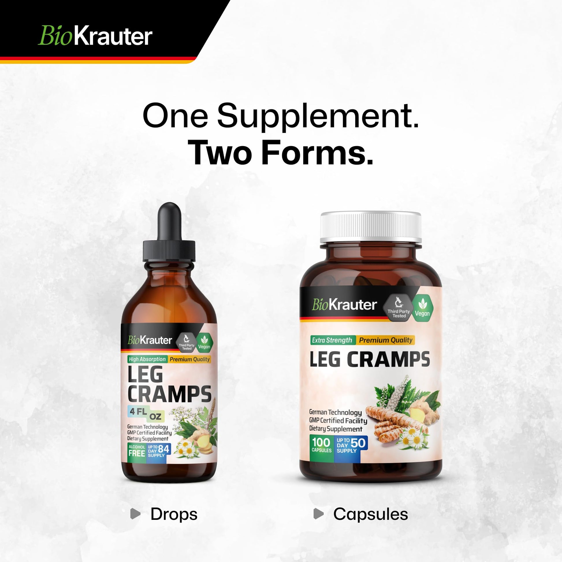 BIO KRAUTER® Magnesium Glycinate for Leg Сramps & Relax - 5-in-1 Formula Magnesium Glycinate 400mg with Turmeric, Black Cohosh, Ginger, Chamomile 1200 mg 100 Caps - No Fillers, Non-GMO, 50-Day Supply BIO KRAUTER uk supplements