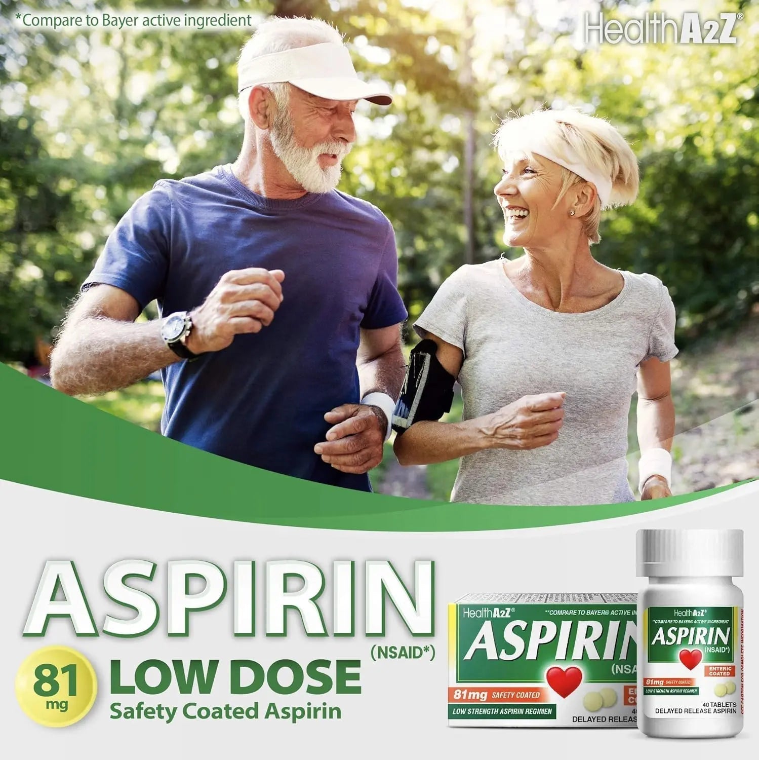 HealthA2Z Aspirin 81mg Low Strength | Enteric Coated | 24 Packs of 40 Counts (960 Tablets Total) | Value Package HealthA2Z uk supplements