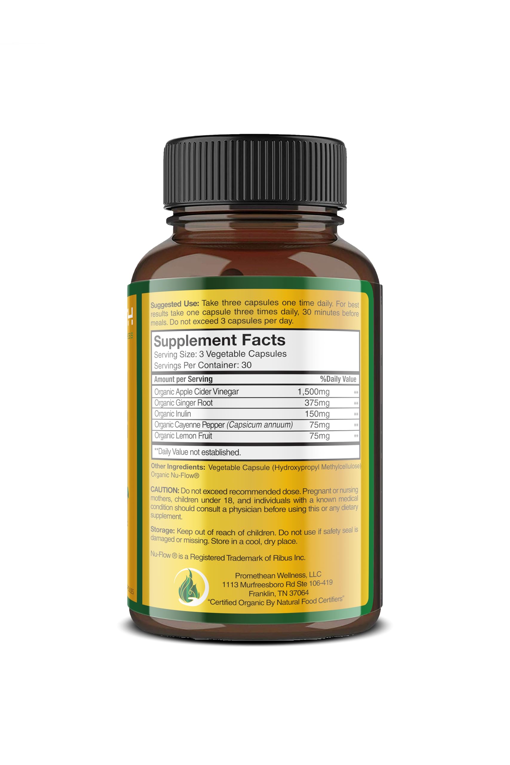 Certified Organic Apple Cider Vinegar Capsules Pro with Mother Acv Pills Detox Promethean Wellness uk supplements