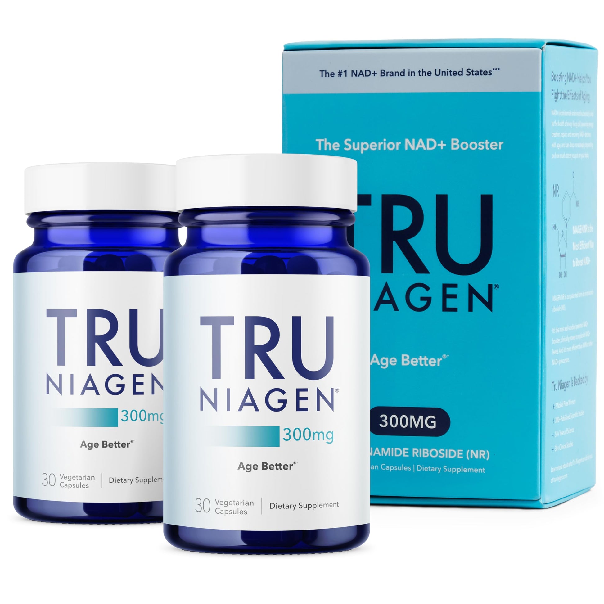 TRU NIAGEN Patented NAD Supplement for Brain Function, Anti Aging & Cell Regeneration, 300mg Niagen, 30 Servings | Supports Cellular Energy, Muscle | Nicotinamide Riboside (NR) Take 1 Daily | 2 Bottle TRU NIAGEN uk supplements