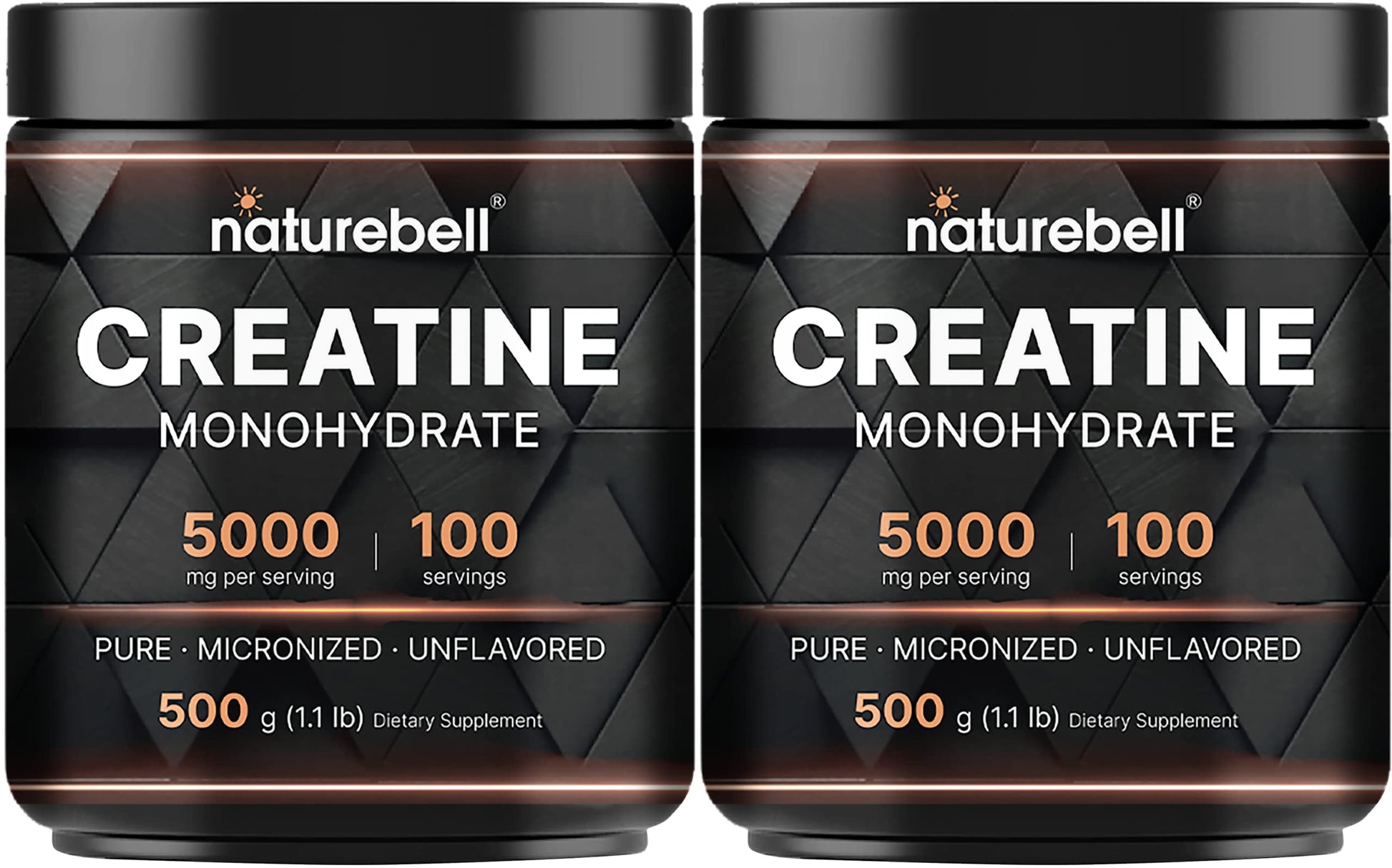 NatureBell 2 Pack Creatine Monohydrate Powder 500 Grams, 5000mg Per Serving NatureBell uk supplements
