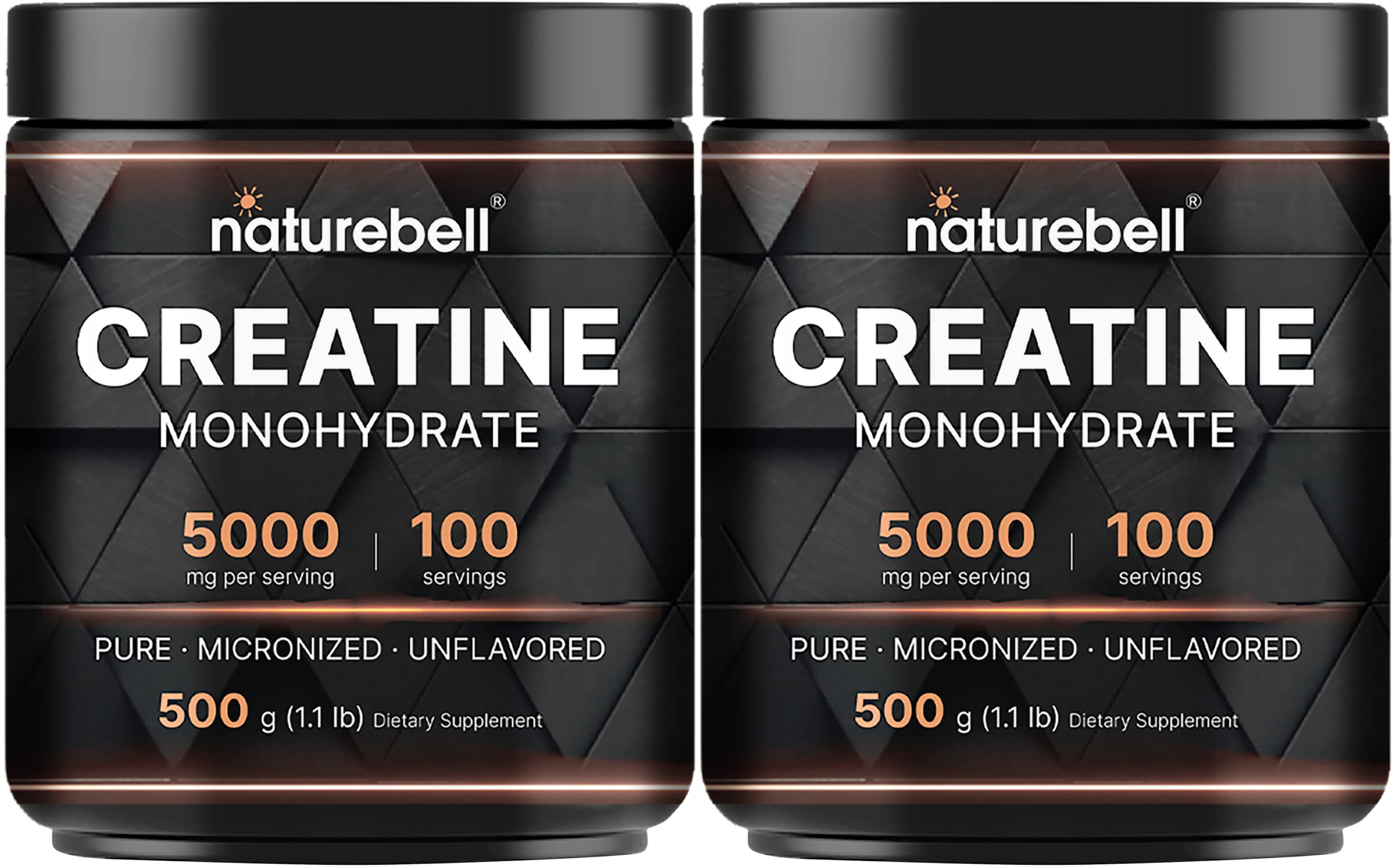 NatureBell 2 Pack Creatine Monohydrate Powder 500 Grams, 5000mg Per Serving NatureBell uk supplements