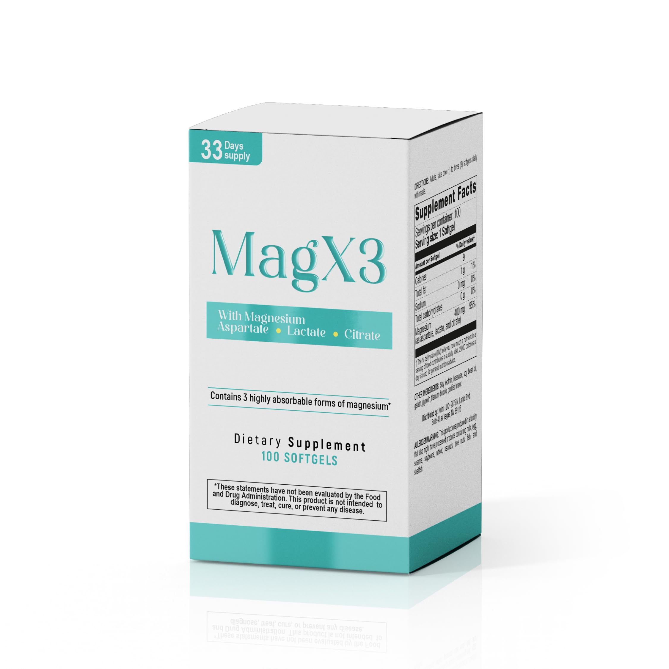 Magnesium Citrate Complex 400 mg – Triple Magnesium with Citrate, Aspartate & Lactate – High Absorption – 100 Softgels Nutra Nutrition uk supplements