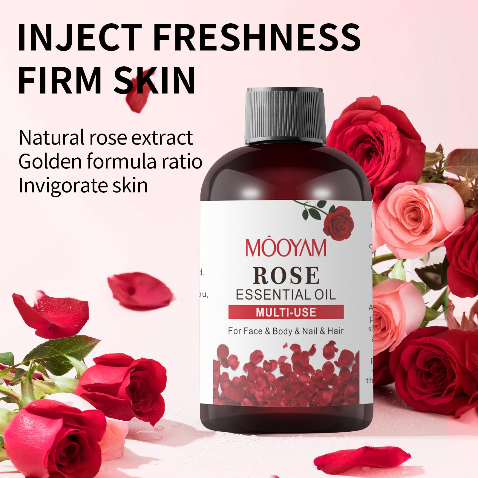 Rose Essential Oil Pure Rose Oil for Face 4OZ/118ML Organic Essential Oils for Diffuser Home Bedroom YAFUSIPE uk supplements