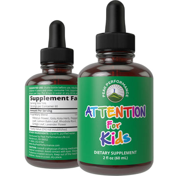 Kids Focus Drops. Attention Deficit Liquid Supplement for Concentration, Attention, Brain, Memory. No Bitter Taste. Natural Non-Habit Forming Sugar Free 7-in-1 Vegan Nootropic for Children, Teenagers Peak Performance uk supplements