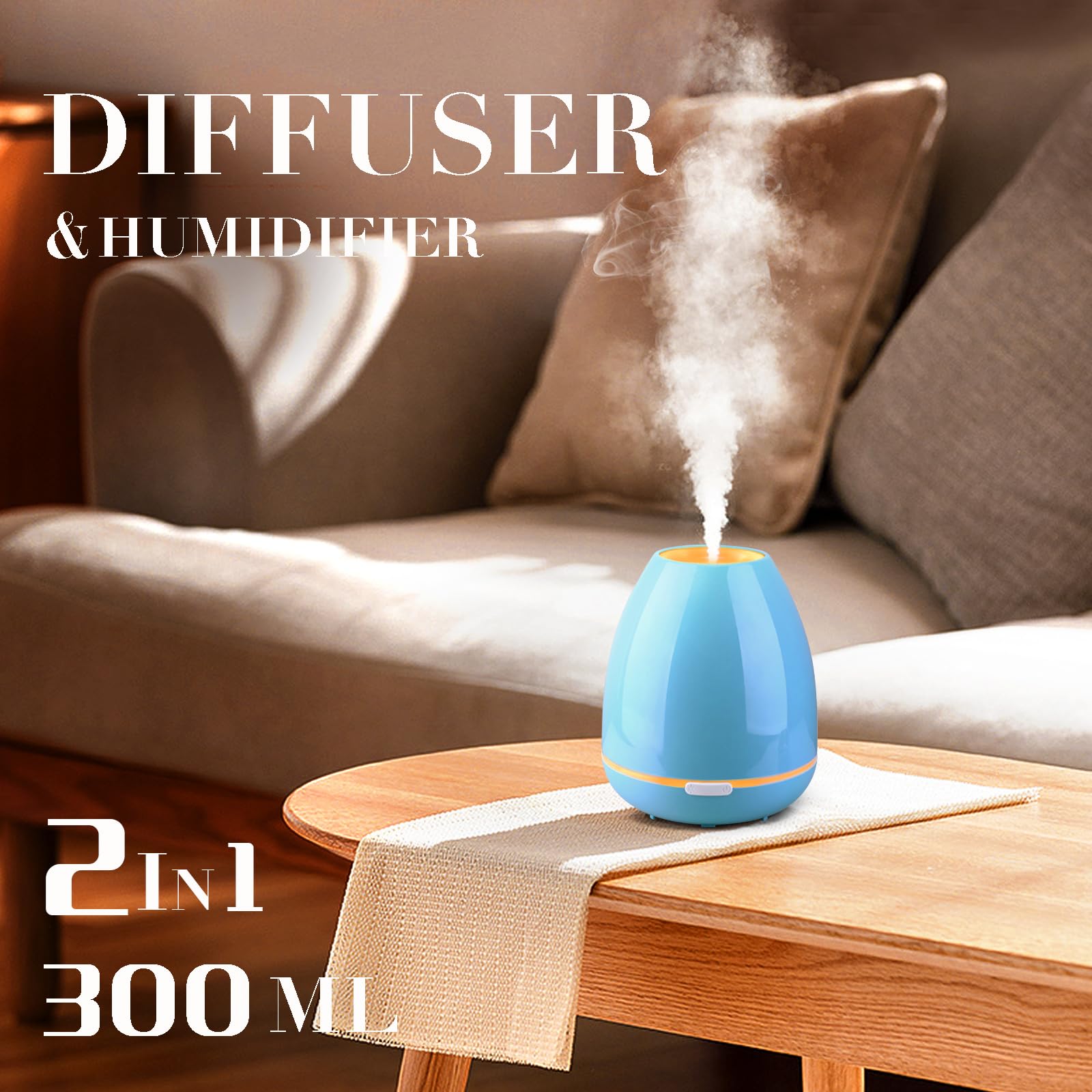 Essential Oil Diffuser for Bedroom Small Humidifier for Home Cool Mist Scent Diffuser 300ml 20 Hours Fashome uk supplements