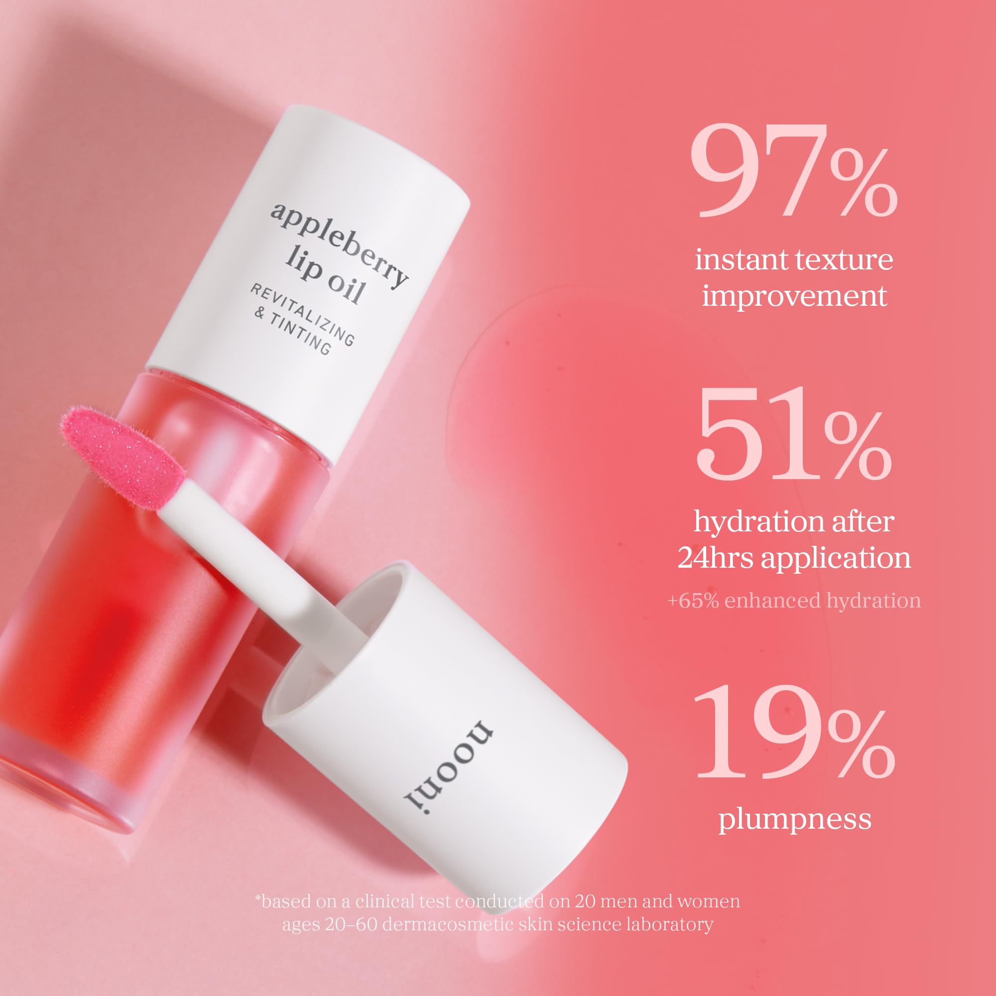 NOONI Korean Lip Oil - Appleberry | Long-Lasting, Moisturizing, Plumping, Revitalizing for Dry Lips, Waterproof, No Peel Off, Hydrating, Nourishing Crystal Clear, Stocking Stuffers, 0.12 FL Oz NOONI uk supplements