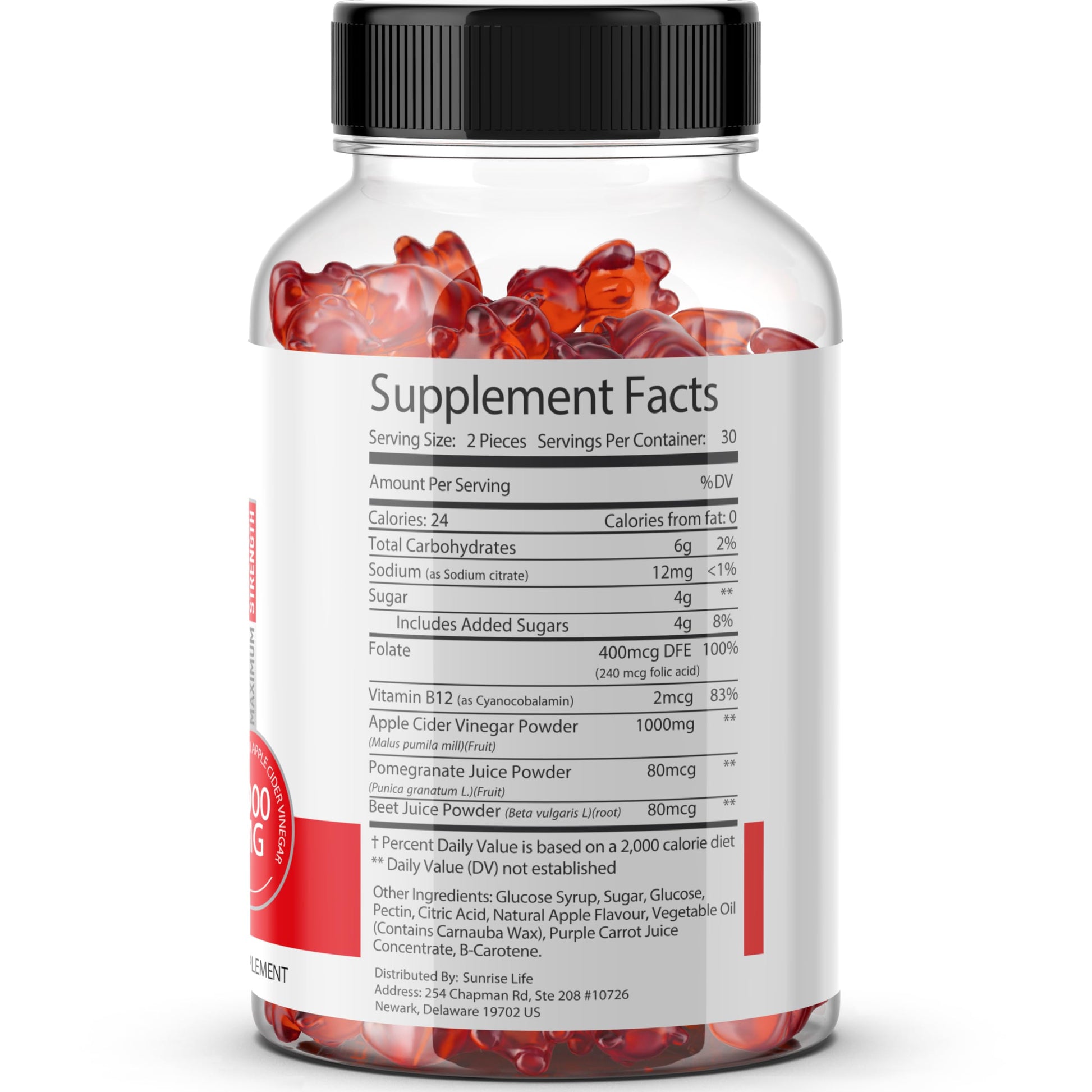 Sunrise Life Keto Bites ACV Gummies | 1000mg | Apple Cider Vinegar Gummies Sunrise Life uk supplements