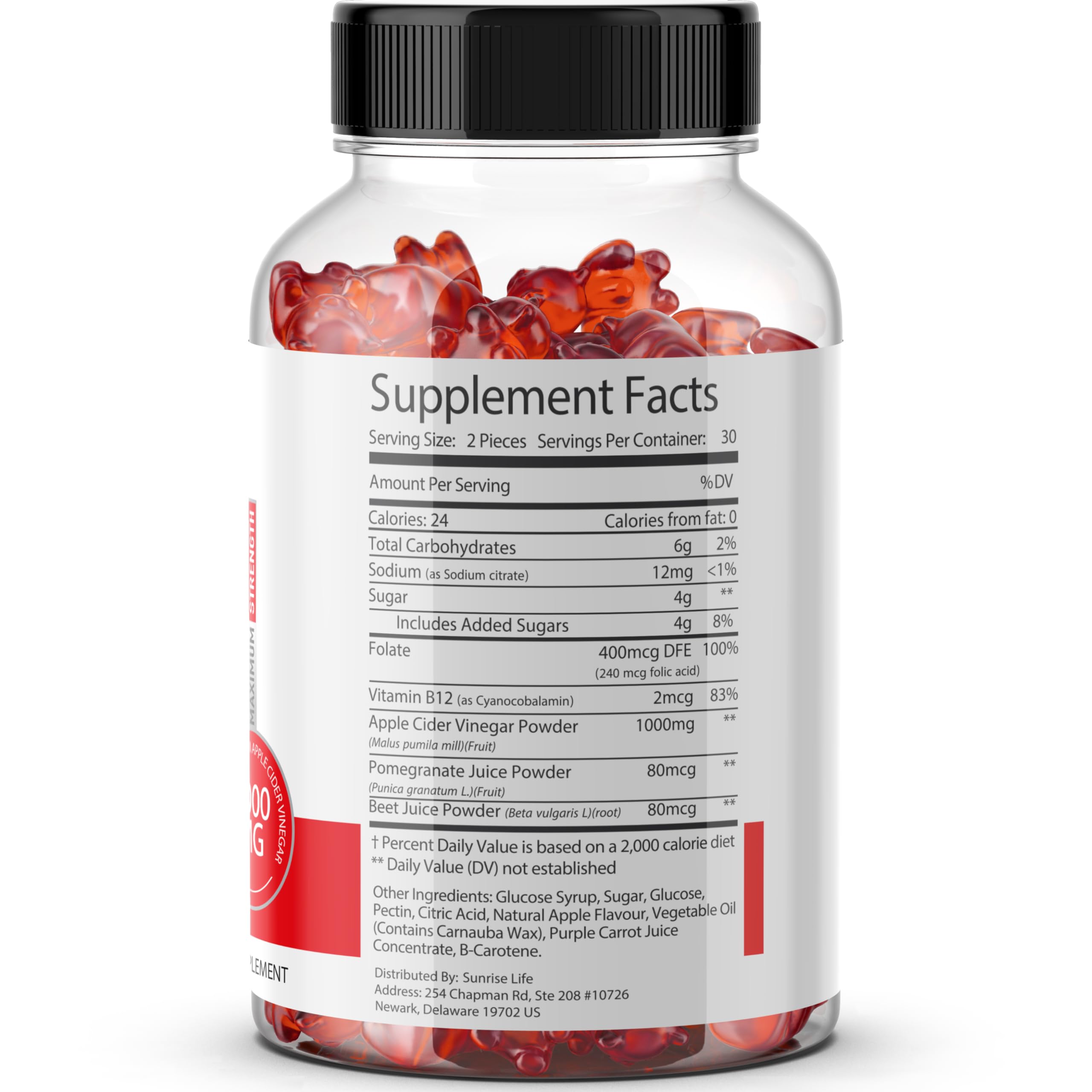 Sunrise Life Keto Bites ACV Gummies | 1000mg | Apple Cider Vinegar Gummies Sunrise Life uk supplements