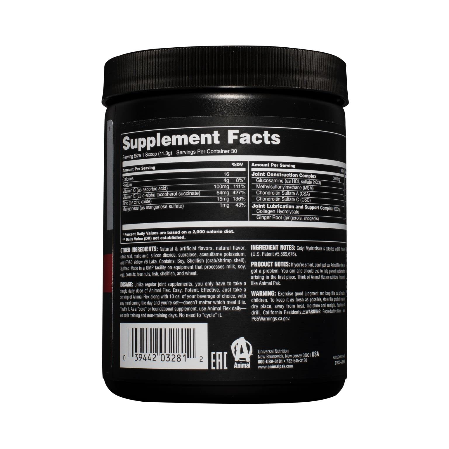 Animal Flex All-in-one Complete Joint Supplement, Turmeric Root Curcumin, Collagen Animal uk supplements