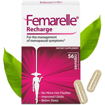 Femarelle® Recharge – Menopause Supplement for Women - Clinically Proven Menopause Relief - Hot Flashes, Night Sweats, Sleep & Libido Support Within 1st Month, Gluten-Free, GMO-Free & Hormone Free Femarelle uk supplements