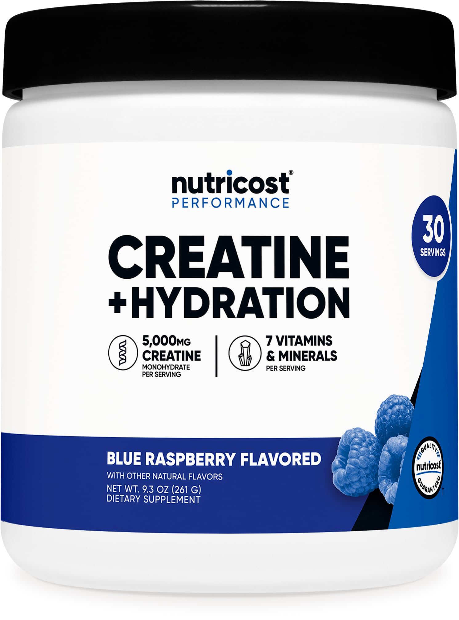 Nutricost Creatine Monohydrate + Hydration Blue Raspberry Flavored (30 Servings) - 7 Vitamins & Minerals, 5000mg of Creatine Per Serving Nutricost uk supplements