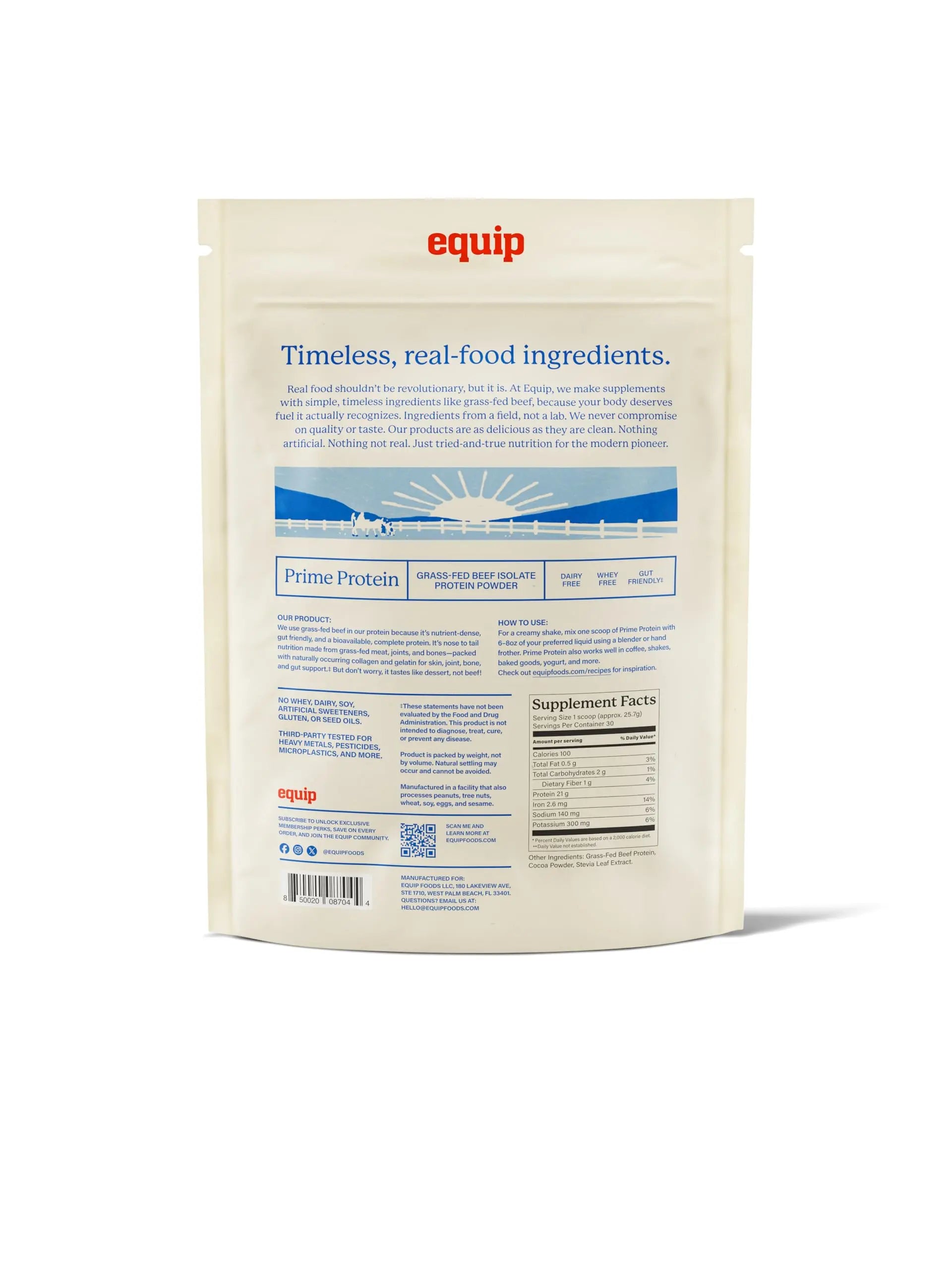 Equip Foods Prime Protein Powder | Clean, Grass Fed Beef Protein Powder | Carnivore Protein Isolate | Paleo, Keto Friendly | Gluten & Dairy Free | Helps Build & Repair Tissue Equip uk supplements