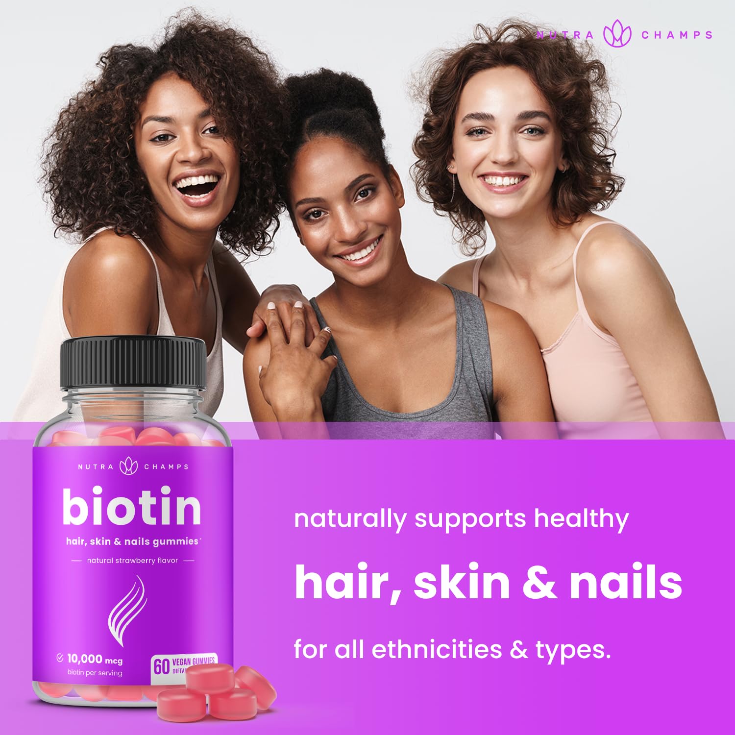 NutraChamps Biotin Gummies 10000mcg [High Potency] NutraChamps uk supplements