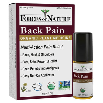 Forces of Nature Natural, Organic Back Pain Relief, w/Arnica & St John's Wort, Fast Acting Anti-Inflammatory Topical Muscle Soother for Lower Back, Sciatica, Neck, Non-GMO, Cruelty-Free, 0.14 Fl Oz Forces of Nature uk supplements