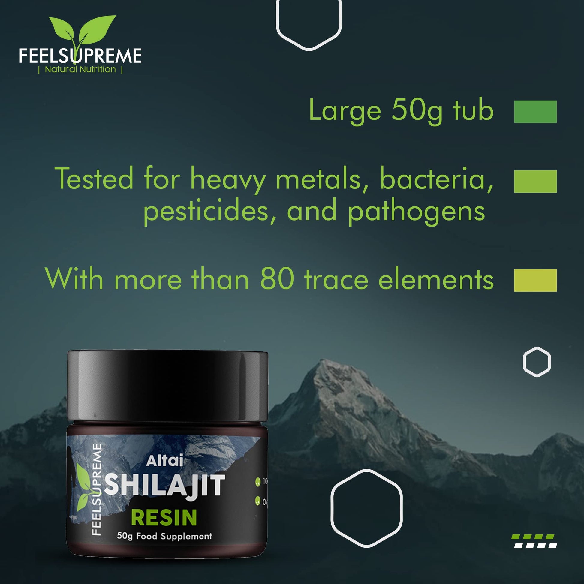 Natural Black Altai Shilajit Resin Large (50g) Pot | 100% Pure Additive Free | 80 Trace Feel Supreme uk supplements