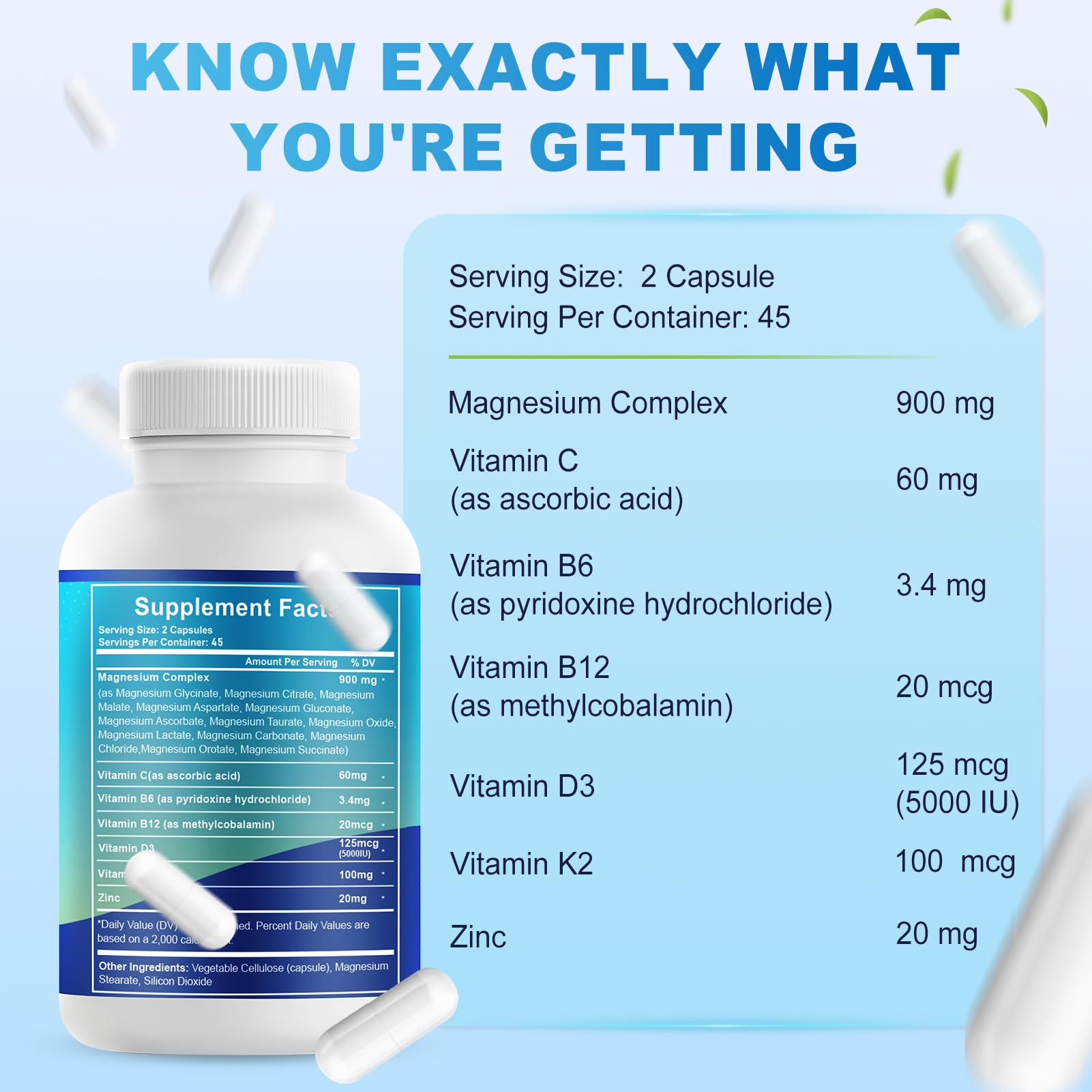 VYXION Magnesium Complex 900mg per Serving – High Absorption Magnesium Glycinate with Vitamin D3 K2 Zinc & B Vitamins – Sleep, Calm, Muscle & Nerve Support – 90 Capsules Vyxion uk supplements