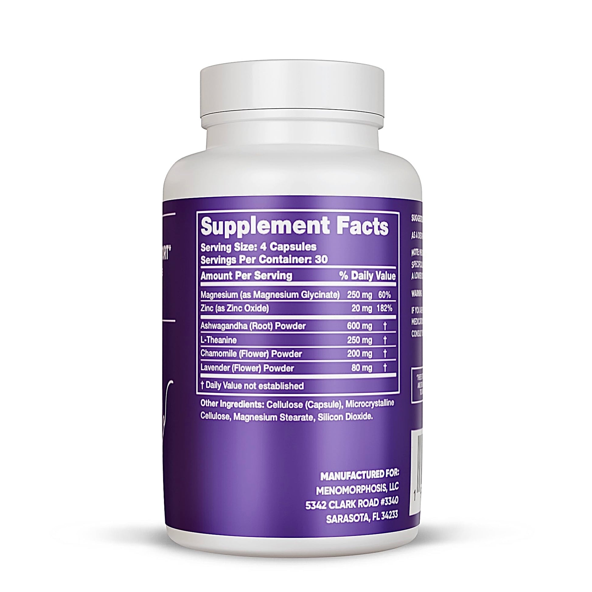 Meno Sleep Menopause Support Supplement: Clinically Proven Ingredients Improve Energy, Mood & Mental Clarity. Magnesium Glycinate, L-Theanine, Ashwagandha, Made in USA, Vegan, Hormone Free 120 Ct MenoMorphosis uk supplements