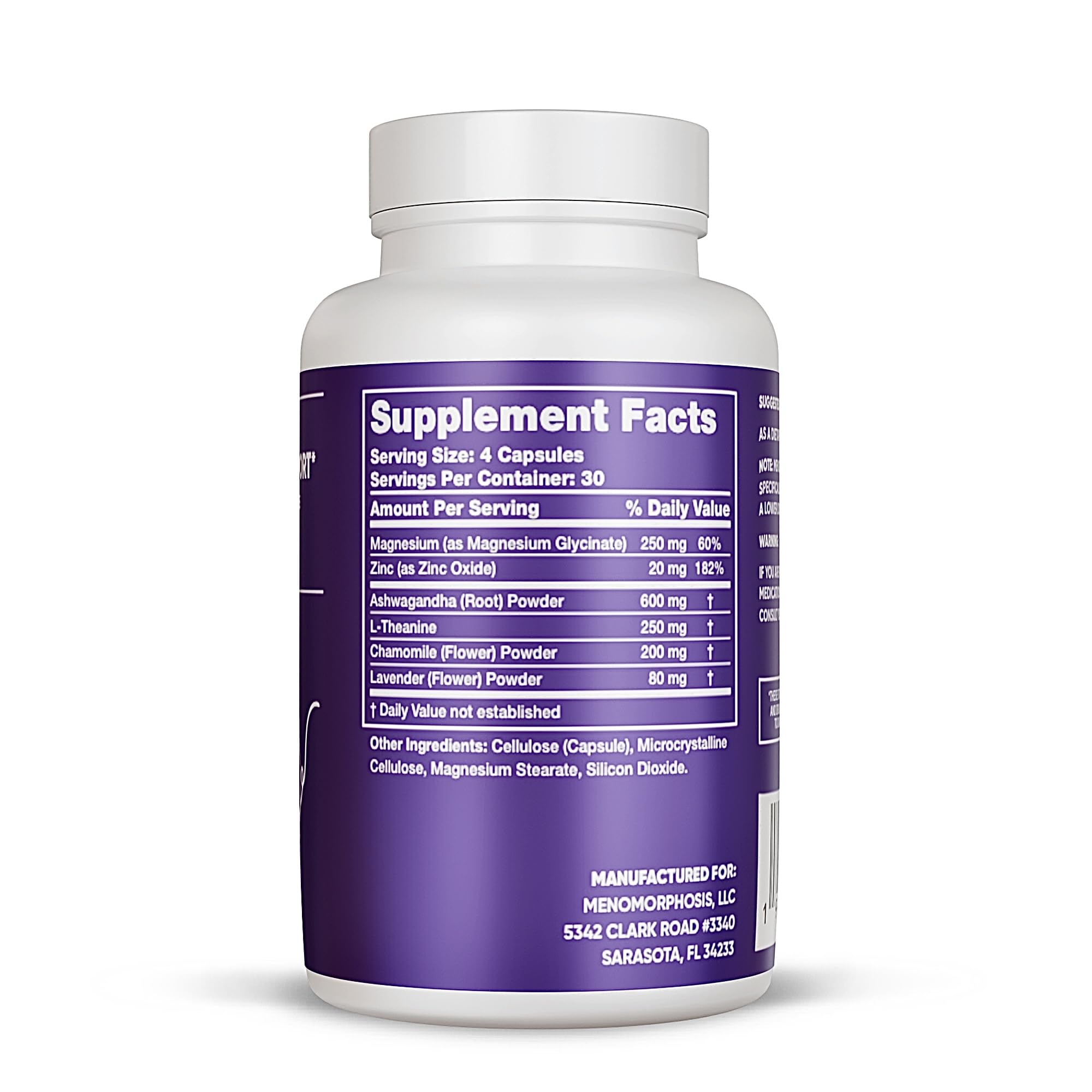 Meno Sleep Menopause Support Supplement: Clinically Proven Ingredients Improve Energy, Mood & Mental Clarity. Magnesium Glycinate, L-Theanine, Ashwagandha, Made in USA, Vegan, Hormone Free 120 Ct MenoMorphosis uk supplements