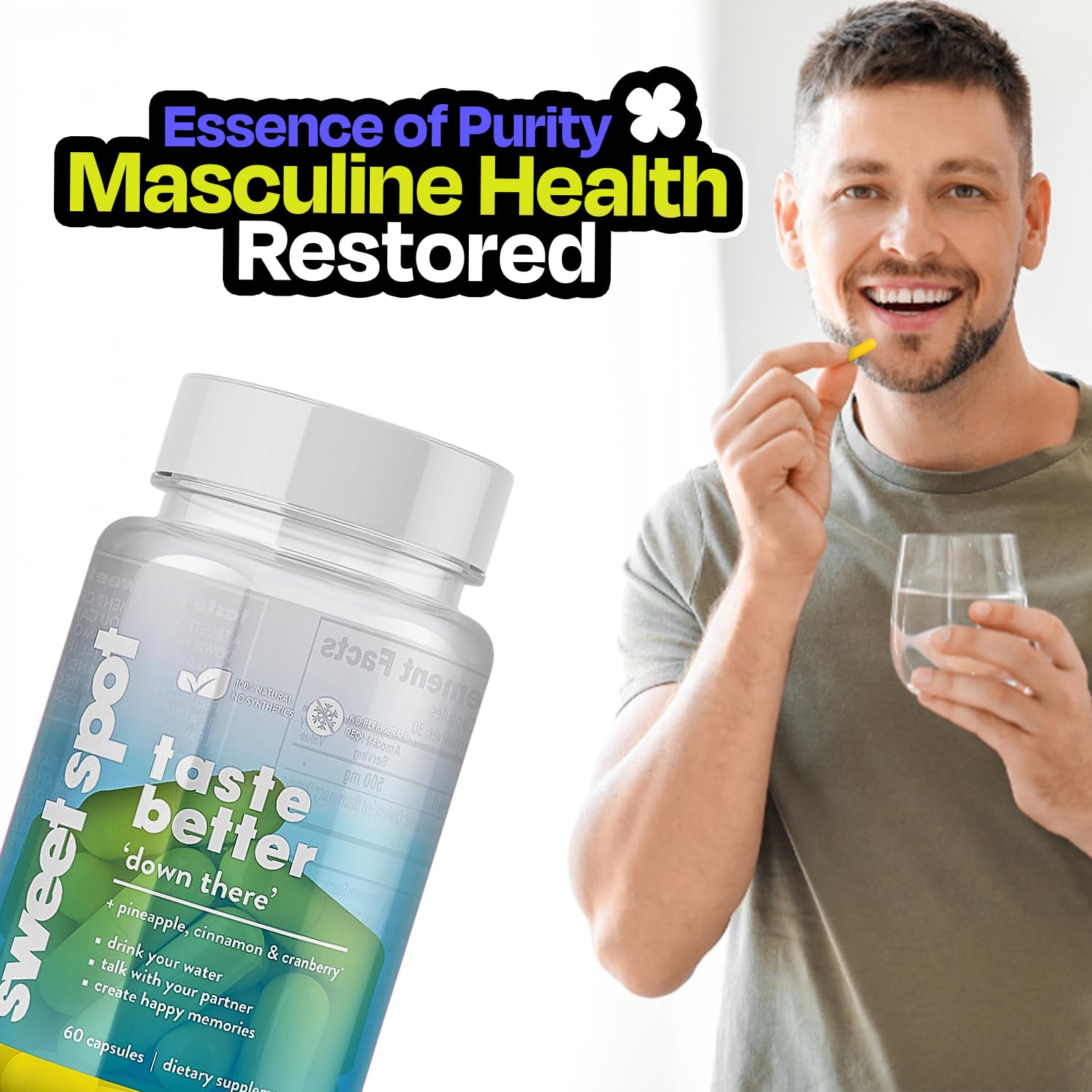 Pineapple Probiotics for Men – 625mg Sweet Spot Formula with Pineapple Extract, Cranberry & Cinnamon, Supports pH Balance & Freshens Taste, 60 Capsules, Made in the USA TASTE THE SWEET SPOT uk supplements