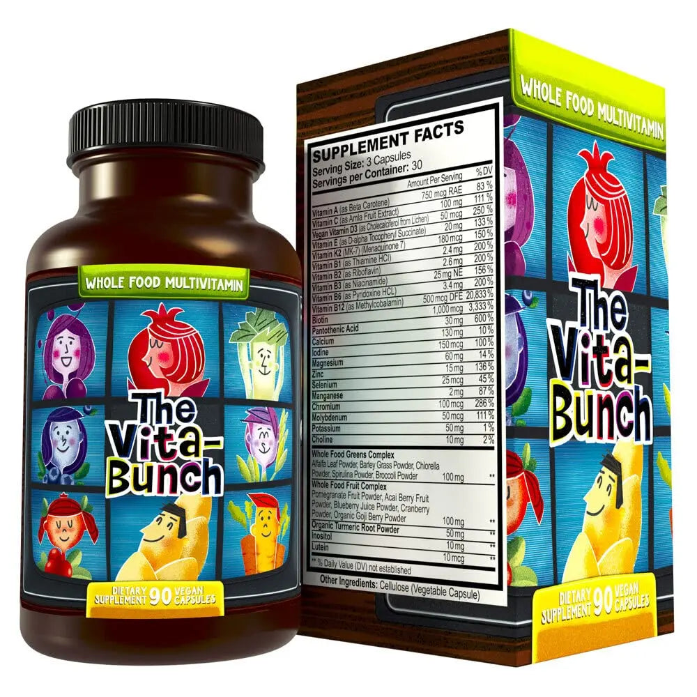 Whole Food Multivitamin Fruit & Super Greens All-in-one Vitamin Complex, 90 Vegan Capsules - Daily Vitamin for Women and Men Hippie Farms uk supplements