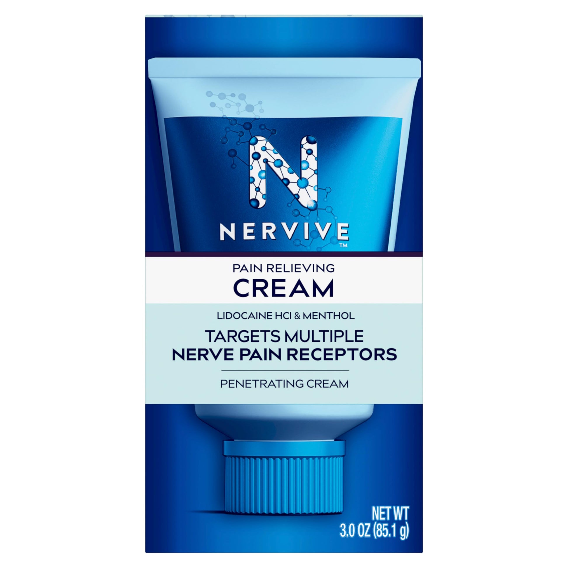 Nervive Pain Relieving Cream, Max Strength Non-Greasy Topical Pain Reliever with Lidocaine and Menthol for Toes, Feet, Fingers, Hands, Legs & Arms, 3.0oz Nervive uk supplements