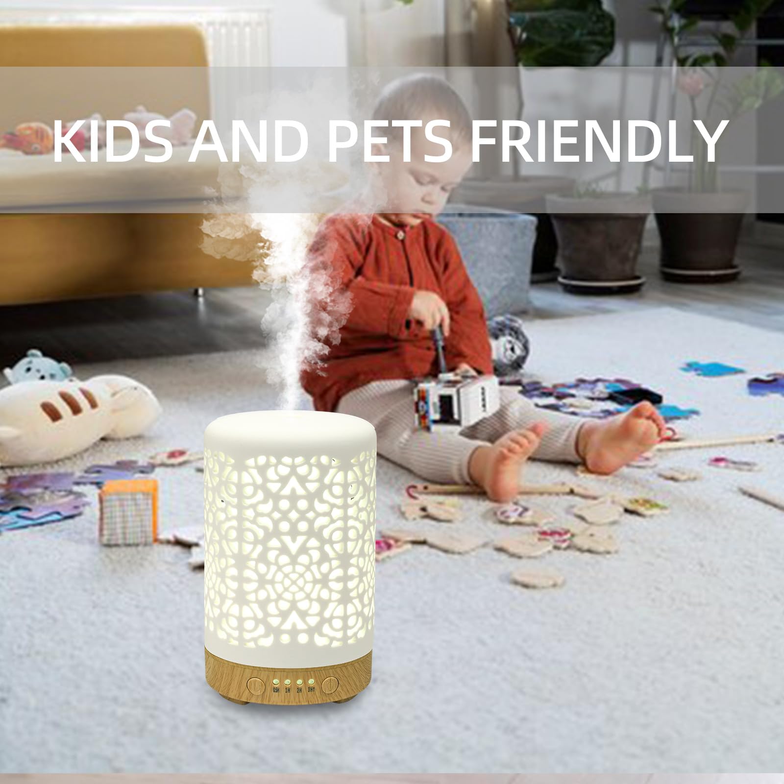 Essential Oil Diffusers, 100ml White Ceramic Diffuser with 7 LED Lights,Ultrasonic Aromatherapy homnas uk supplements