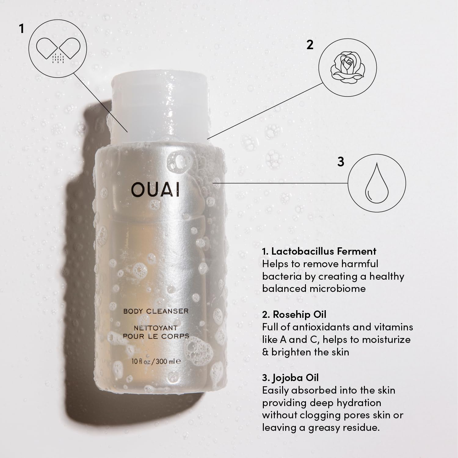 OUAI Body Cleanser, Dean Street - Foaming Body Wash with Jojoba Oil and Rosehip Oil to Hydrate, Nurture, Balance and Soften Skin - Paraben, Phthalate and Sulfate Free Skin Care Products (10 Fl Oz) OUAI uk supplements