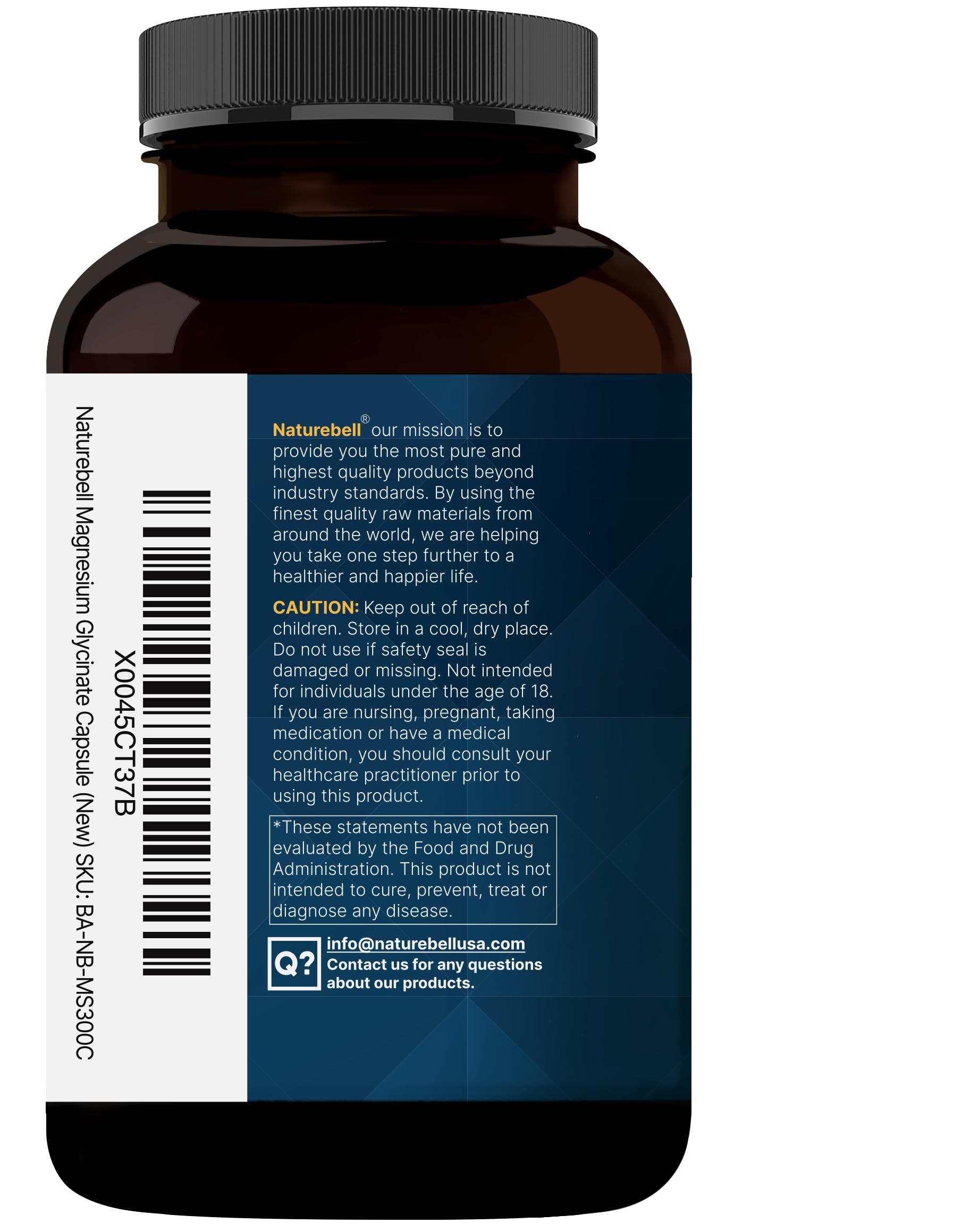 Pure Magnesium Glycinate for Sleep, 200mg with Valerian Root, 300 Capsules | 100% Chelated & Purified Mineral Supplement – Ultra High Absorption – Non-GMO, Gluten Free NatureBell uk supplements