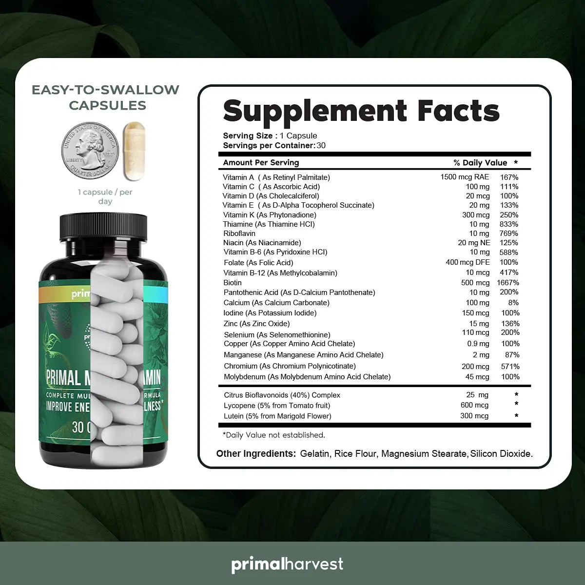 Primal Harvest Multivitamin & Magnesium Supplements for Women and Men Multi Vitamin Capsules and Magnesium Glycinate Pills Bundle Primal Harvest uk supplements