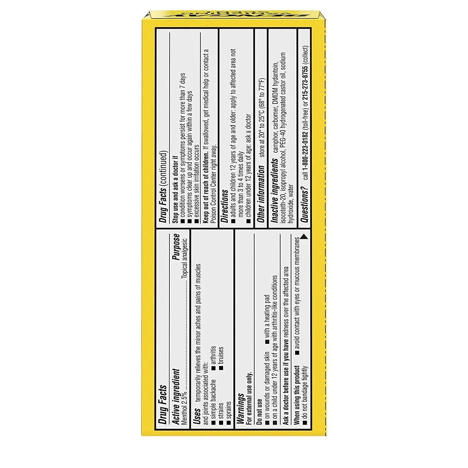 Bengay Menthol 2.5% Topical Analgesic Gel Vanishing Scent 2oz Bengay uk supplements