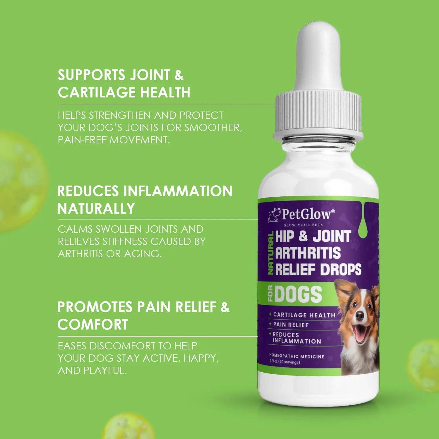 Petglow® Natural Hip & Joint Arthritis Relief Drops with Curcumin & Boswellia, Homeopathic Anti-Inflammatory Formula for Dogs, Cats & Horses, Supports Flexibility, Comfort & Mobility Naturally Petglow uk supplements