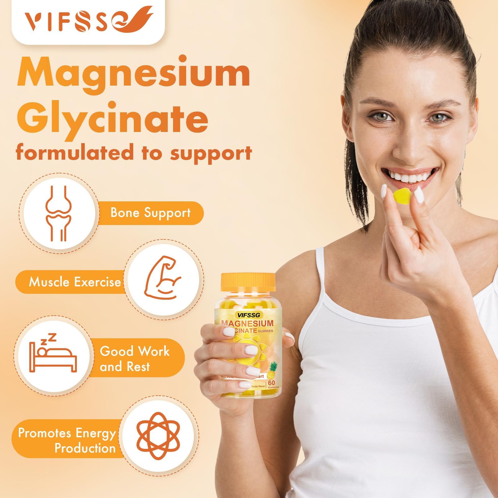 VIFSSG Magnesium Glycinate Gummies 500 Mg, Triple Magnesium Complex Sugar-Free Gummies with Malate 400 Mg, Citrate 400 Mg, Magnesium Supplement Chewable for Women & Men Vegan, Organic 60 Count VIFSSG uk supplements