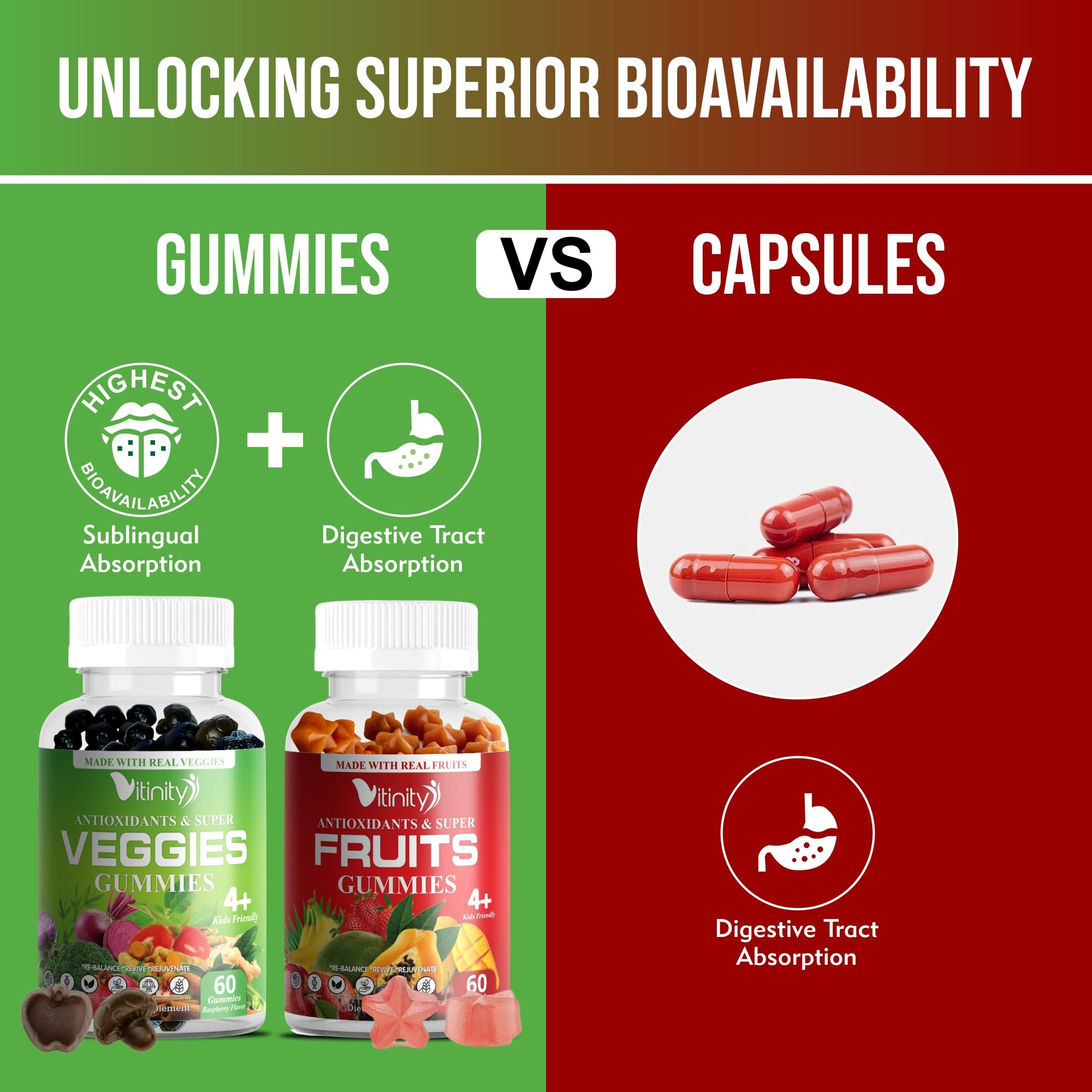 VITINITY Made with Real Fruit-Real Veggie Gummies-Superfood Vegetable Vitamin Sup VITINITY uk supplements