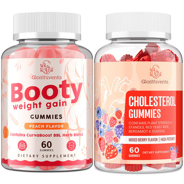 Glorithiventa Cholesterol & Booty Gummies Supplement Bundle - Plant Sterols & Stanols + CurvaBoost BBL Herb Blend & Creatine Monohydrate - Cholesterol Normal Level, Booty, Curves & Energy Glorithiventa uk supplements