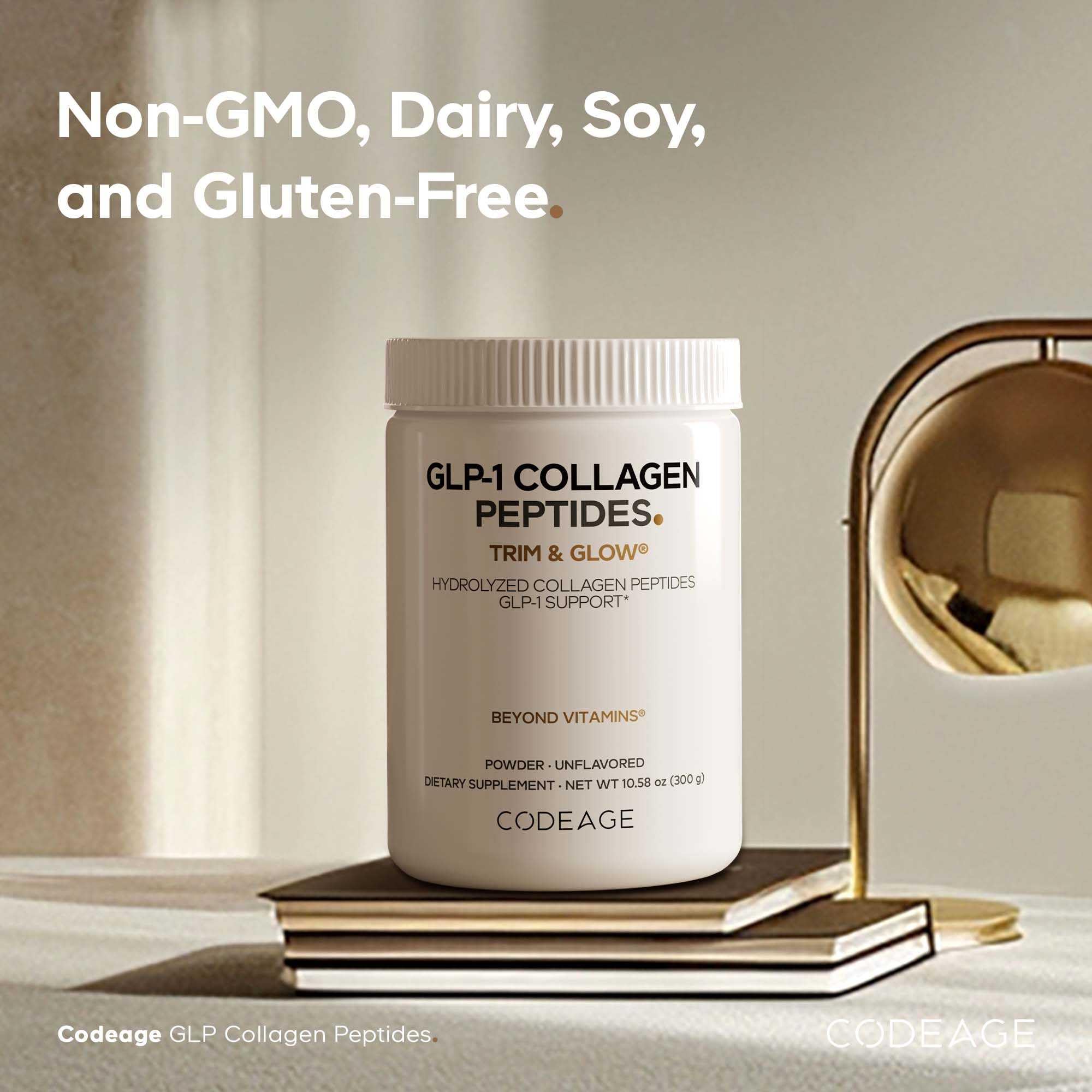 Codeage GLP-1 Collagen Powder Supplement - Nextida GC Collagen Peptides - GLP 1 Support - Hydrolyzed, Grass-Fed, Type I & III, Unflavored - Non-GMO, Gluten-Free, Dairy-Free - 10.58 Oz Codeage uk supplements