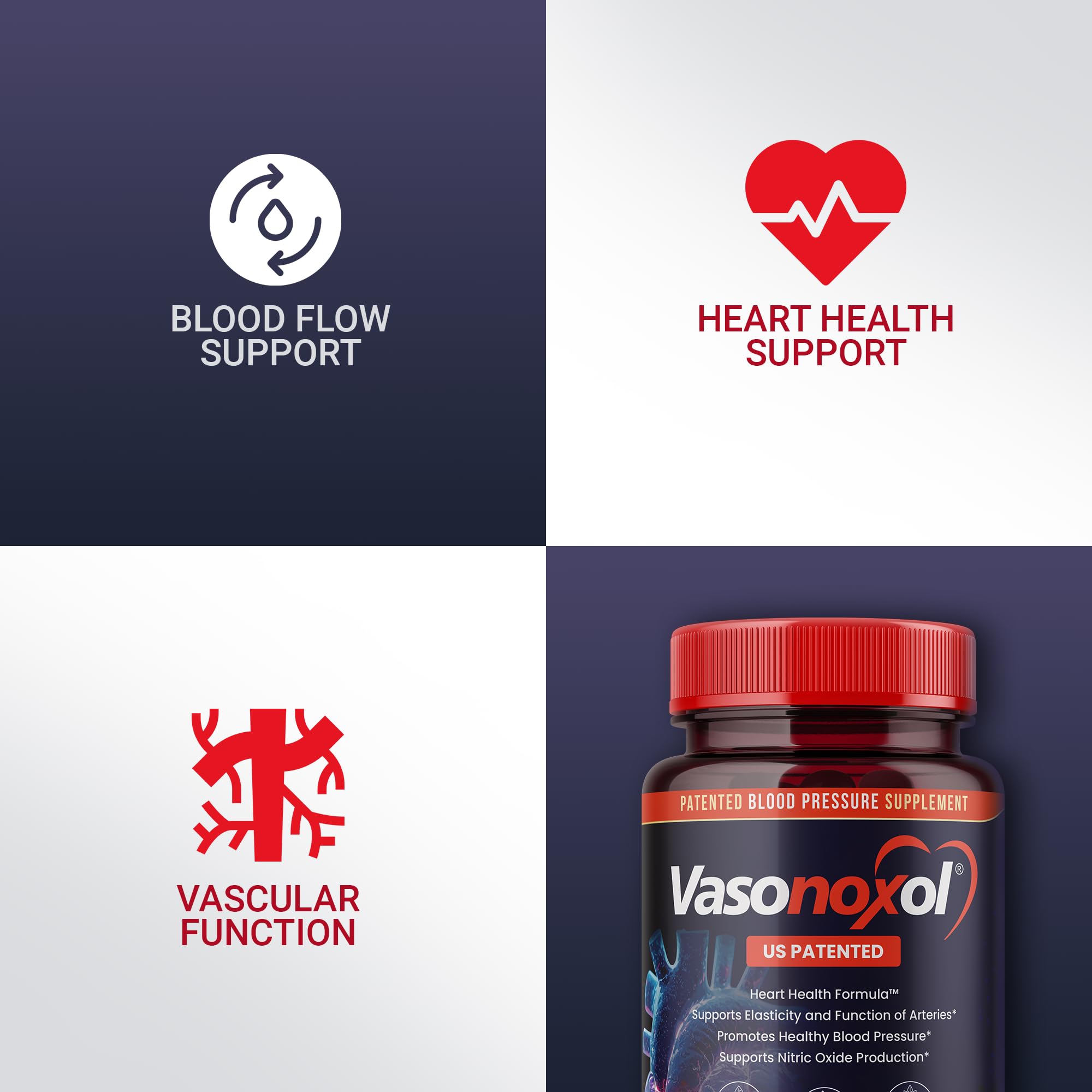 Vasonoxol U.S. Patented Nitric Oxide Supplement for Blood Pressure Support 2880mg - Physician Formulated Vascular Health Formula with L-Arginine & L-Citrulline - Vegan, Non-GMO (120 Capsules) Panoxol uk supplements
