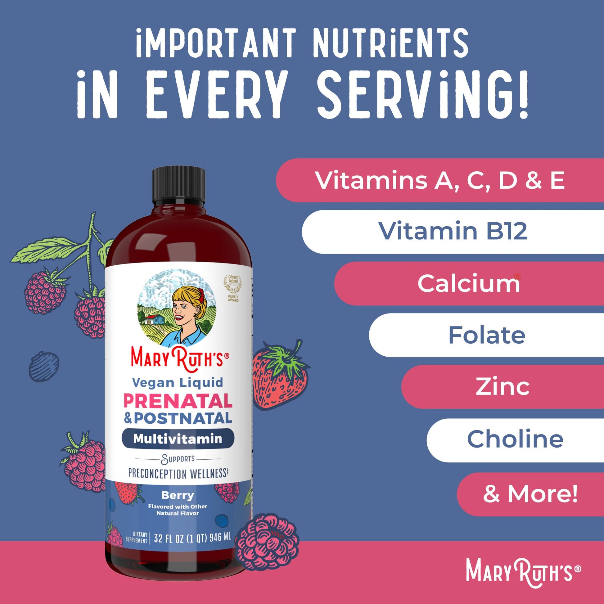 MARYRUTH'S Postnatal & Prenatal Vitamins for Women | Sugar Free | Selenium | Folate | Vegan | Non-GMO | Gluten Free | 32oz MARYRUTH'S uk supplements