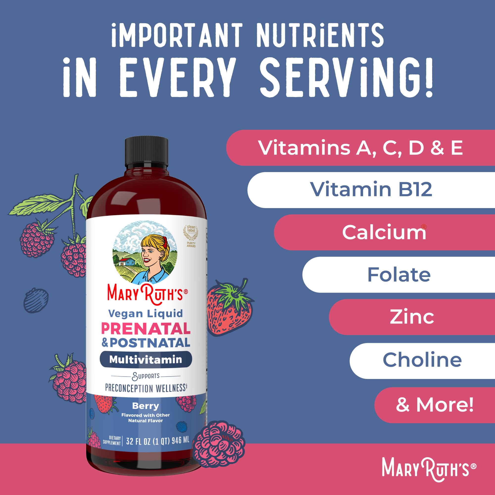 MARYRUTH'S Postnatal & Prenatal Vitamins for Women | Sugar Free | Selenium | Folate | Vegan | Non-GMO | Gluten Free | 32oz MARYRUTH'S uk supplements