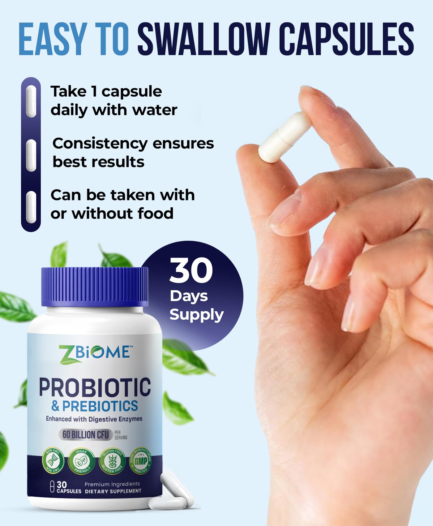 Prebiotics and Probiotics for Men & Women – 60 Billion CFU with 10 Strains – Pre and Probiotics with Acidophilus for Immune, Gut Health, Digestive Support, Constipation,Diarrhea, Gas & Bloating -30ct ZBIOME uk supplements