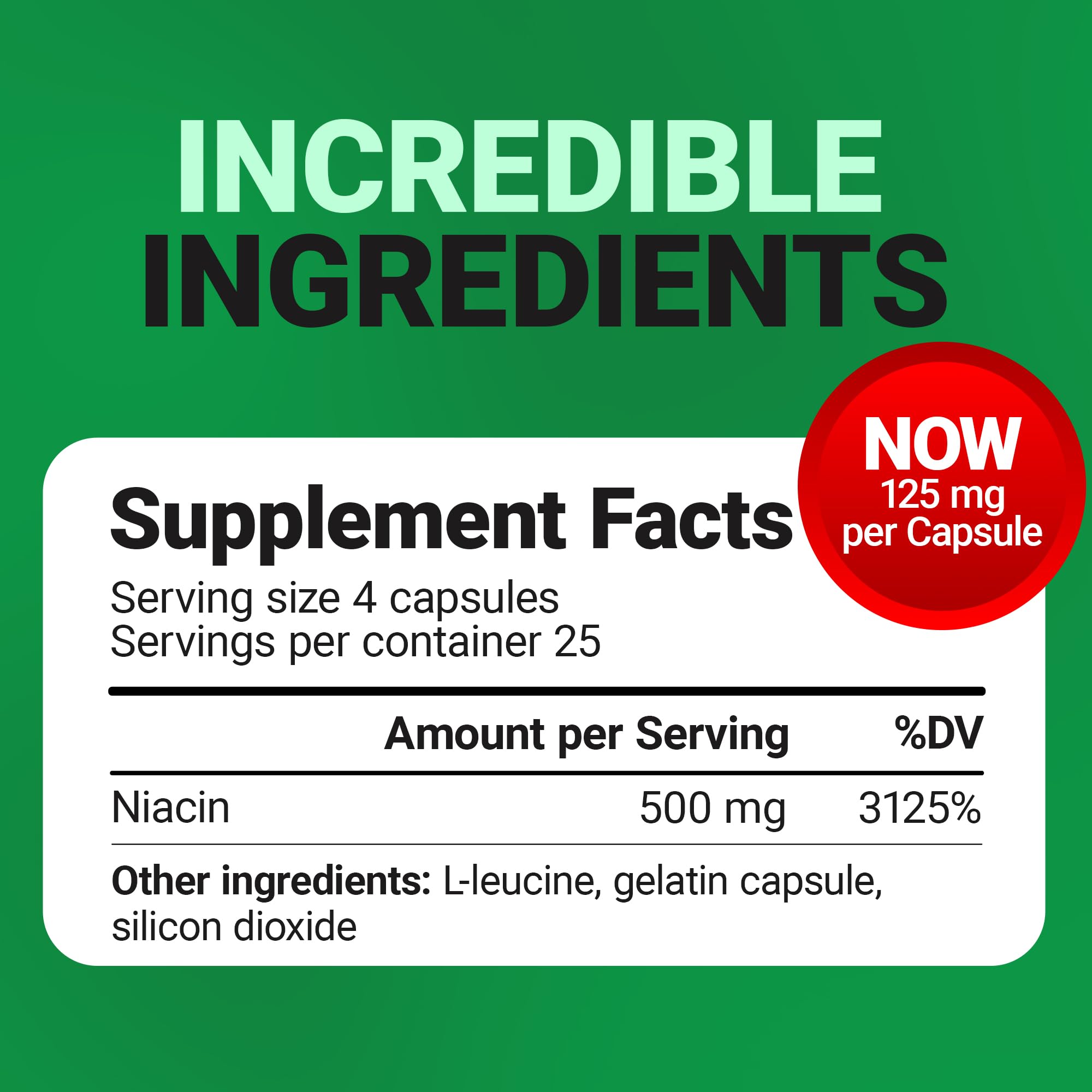 Dr. Berg Highly-Potent Niacin 500 mg – Now Only 125 mg per Capsule for Niacin Flush Tolerance Building – Gradually Increase to 500mg a Day – Vitamin B3 for Heart, Brain & Energy Support – 100 Capsules Dr. Berg Nutritionals uk supplements